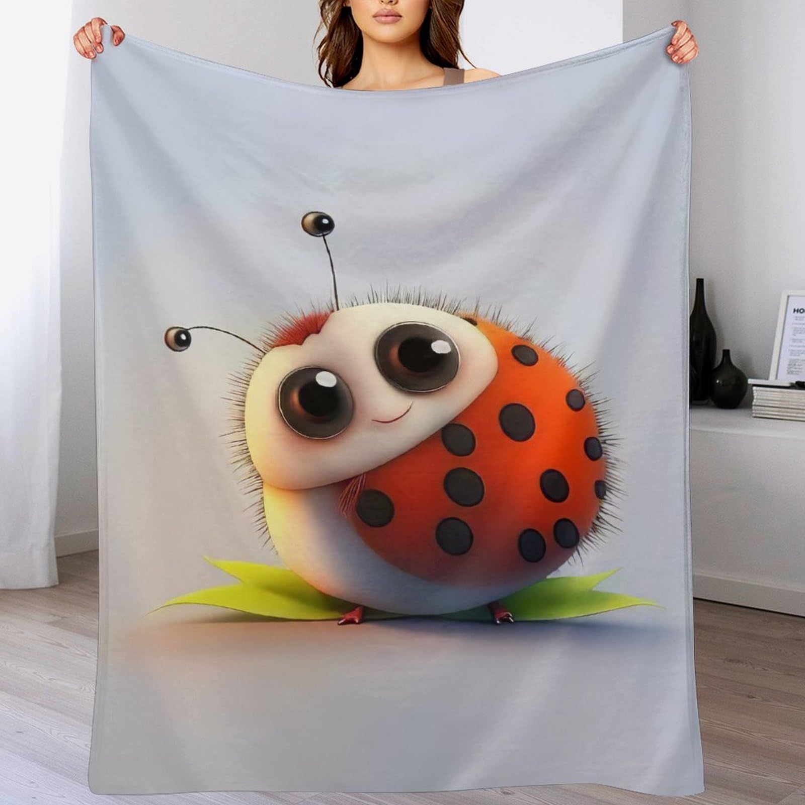 Couverture 3D Coccinelle en flannel douce de 150×200cm pour des instants cocooning