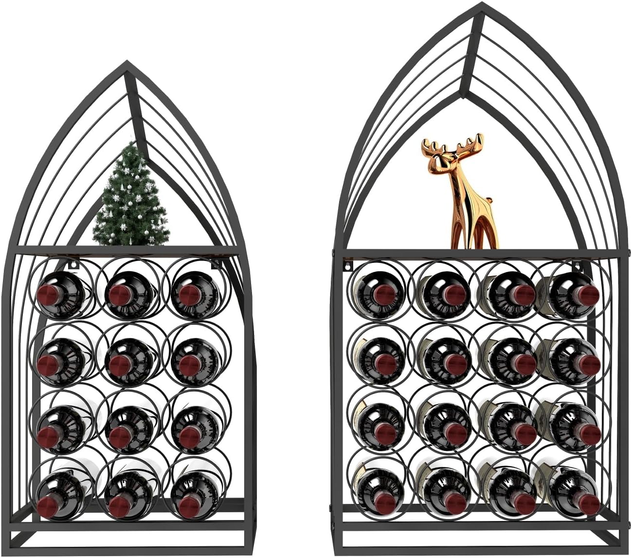 Geelife Sailboat Shaped Wine Cabinet Rack, 2 Piece Display Rack, Freestanding Storage for Wine & Spirits