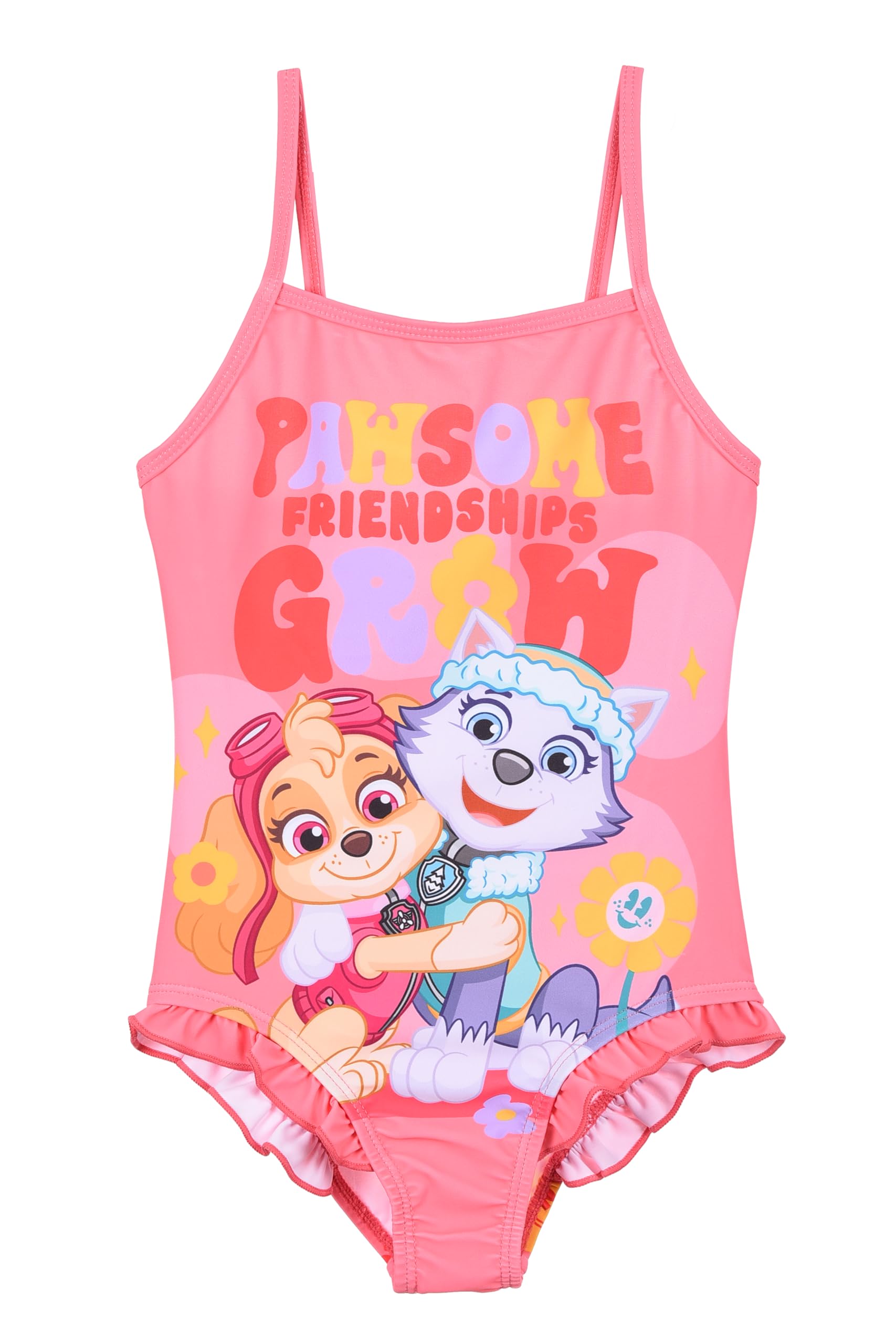 PAW PATROL Girls' Skye and Everest Swimming Costume, red, 3 Years