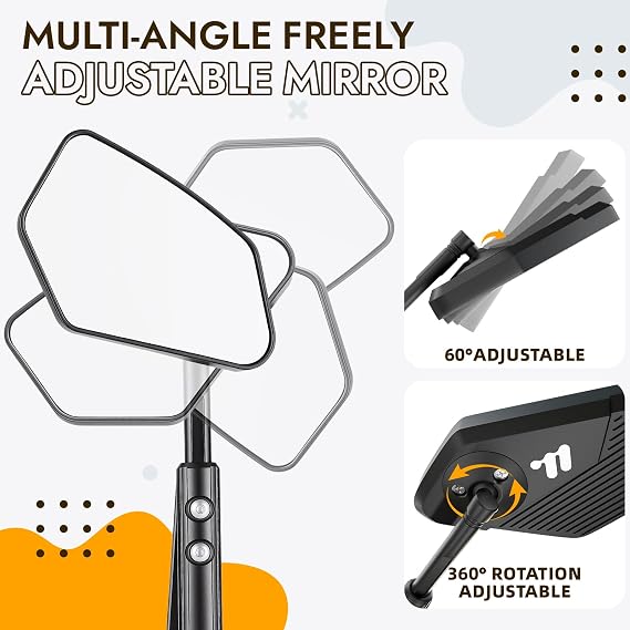 West Biking Bike Mirror, HD Crystal Clear Wide Angle Glass, Extendable 5cm Rearview Mirror, Handlebar Mount for Mountain,Folding,E-Bike,Scooter, Fits 2.13.0cm (0.831.18 in) Handlebars(Left)
