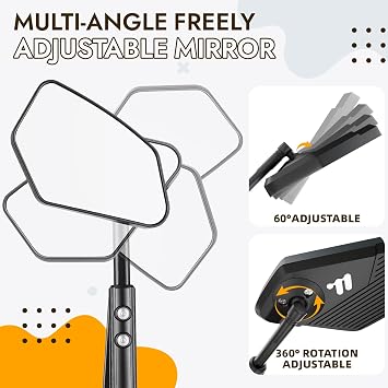 West Biking Bike Mirror, HD Crystal Clear Wide Angle Glass, Extendable 5cm Rearview Mirror, Handlebar Mount for Mountain,Folding,E-Bike,Scooter, Fits 2.13.0cm (0.831.18 in) Handlebars(Left)
