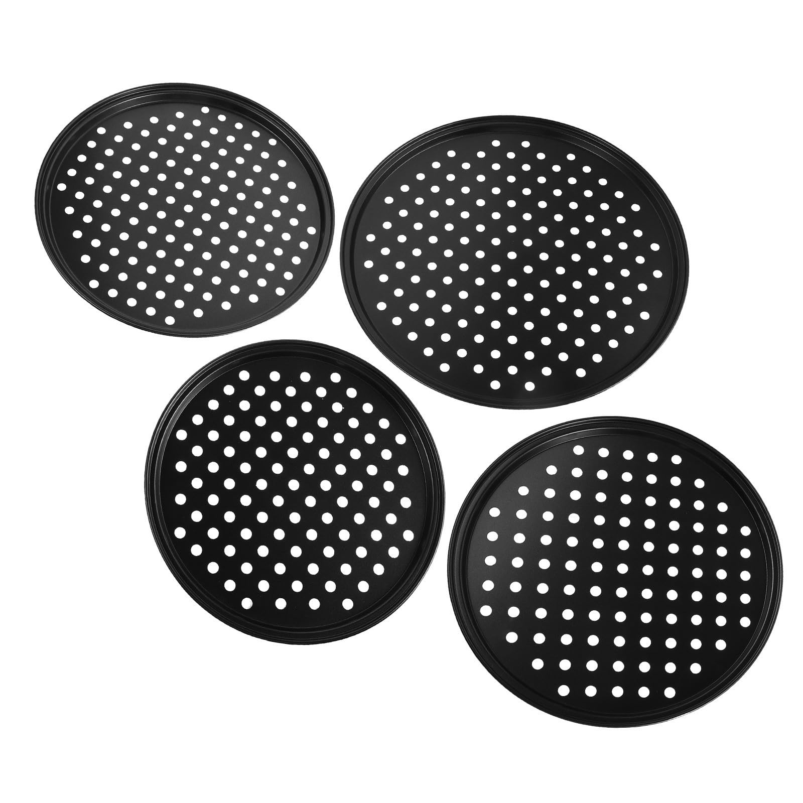 Bandeja para pizza perforada de acero al carbono Luxshiny, molde redondo negro para horno