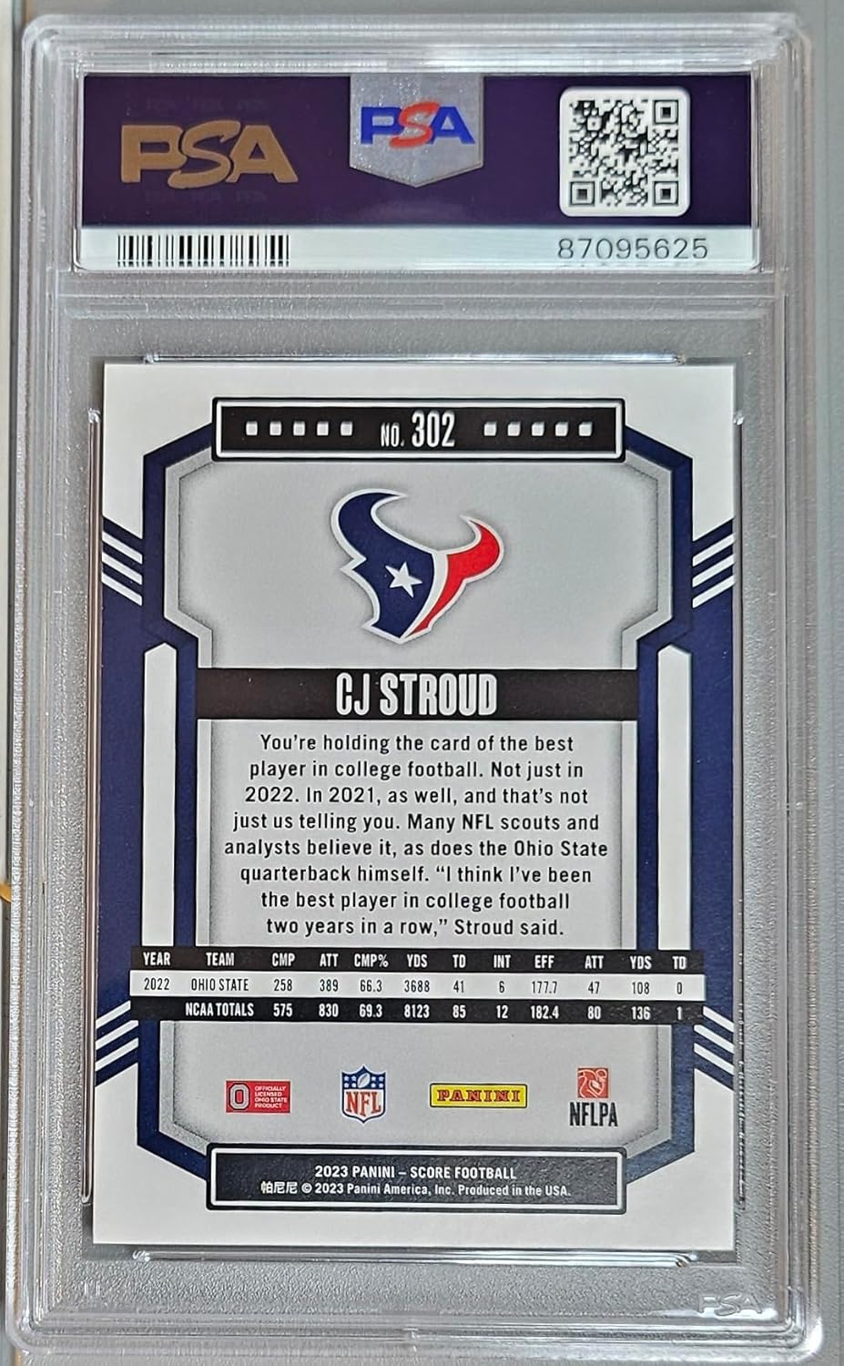 2023 Score Football #302 CJ Stroud PSA 10 Gem Mint Rookie Card