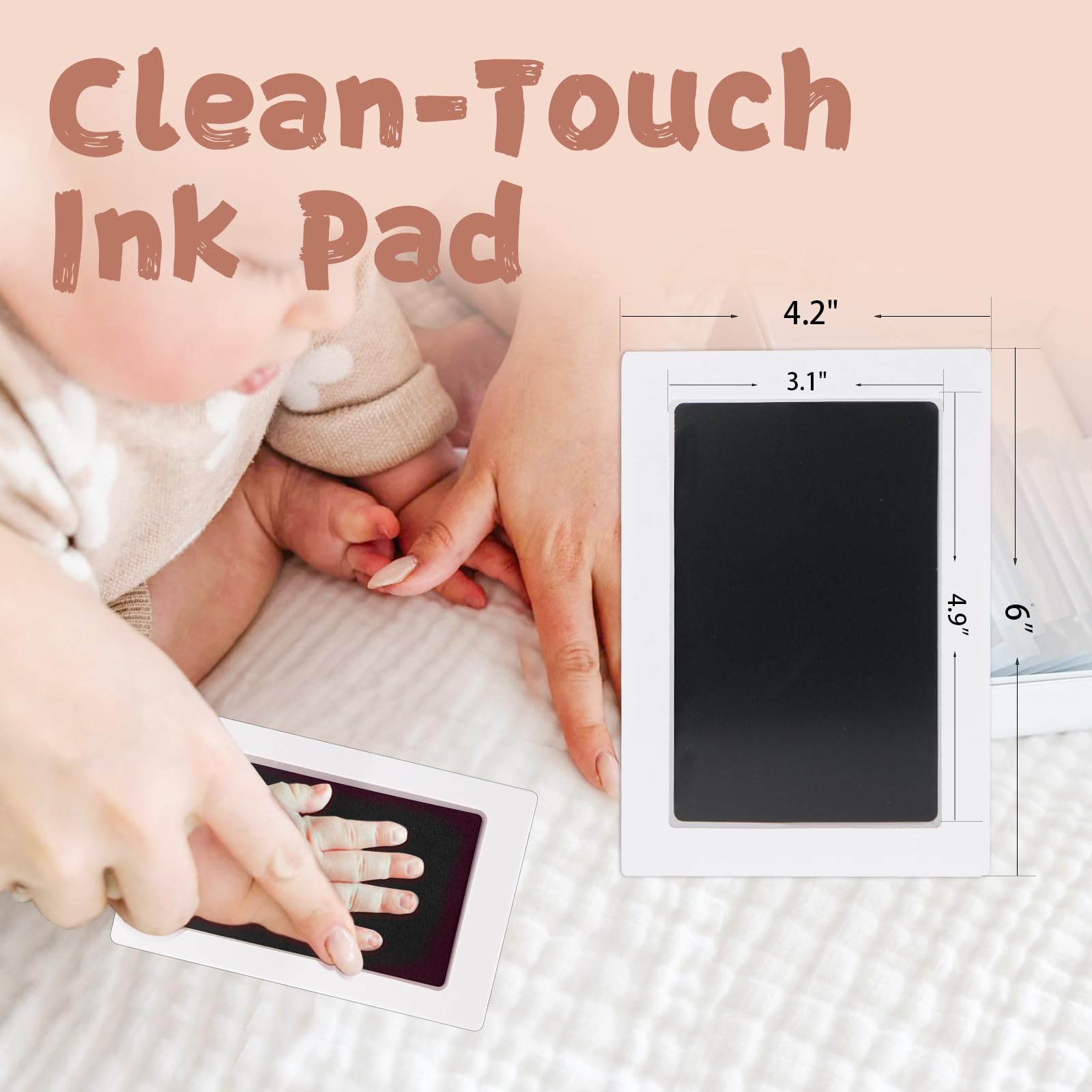 Kit de huellas de manos y pies de bebé sin tinta, kit de almohadilla de tinta de tacto limpio, sello de mano infantil seguro sin ensuciar, 1 paquete de almohadillas de impresión sin tinta