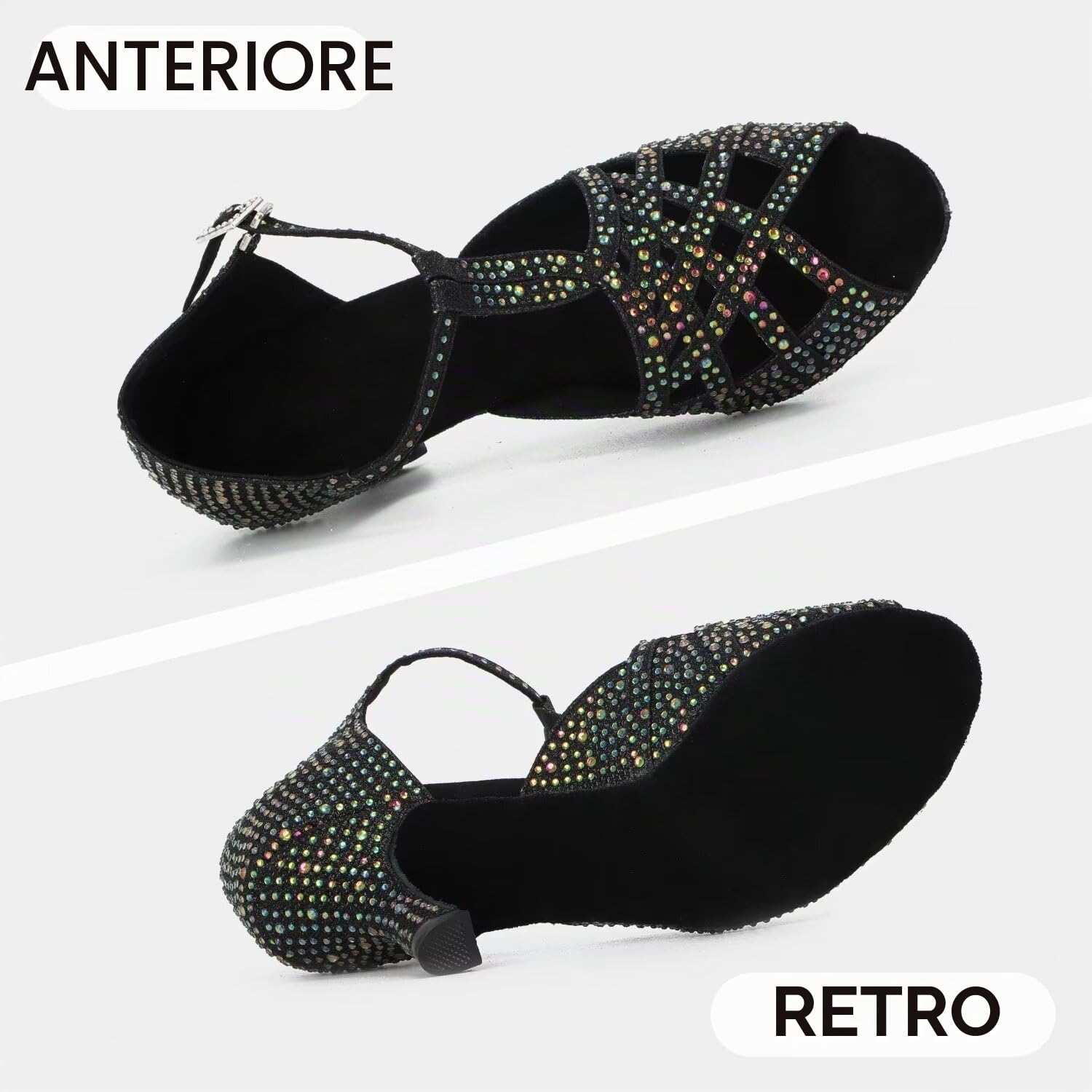 Donne Strass Scarpe da Ballo Sala da Ballo Latino Salsa Bachata Performance Danza Scarpe da Ballo
