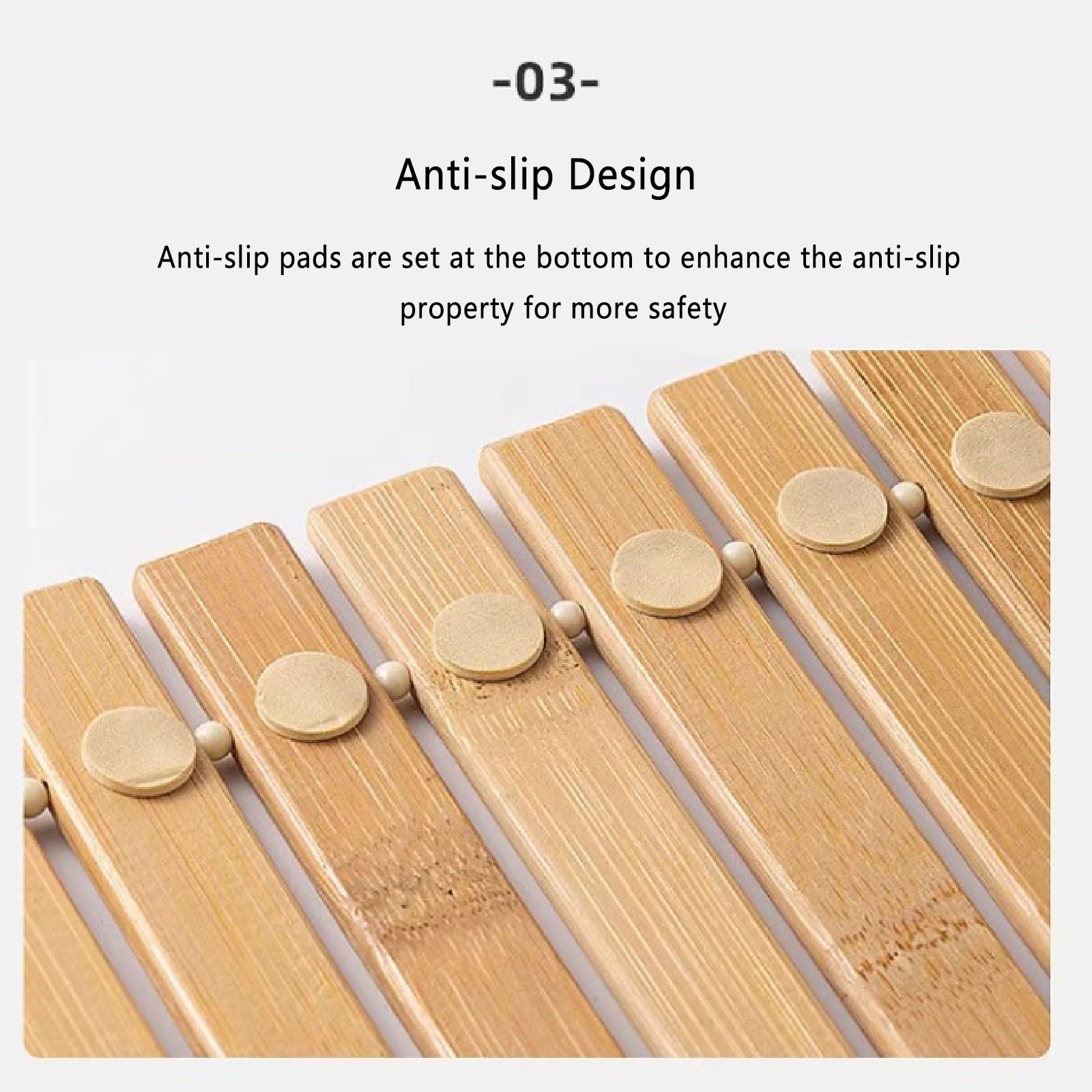 Alfombrilla de baño de bambú, alfombrilla de baño de bambú antideslizante, antideslizante impermeable, redonda pulida, némesis del agua en el baño