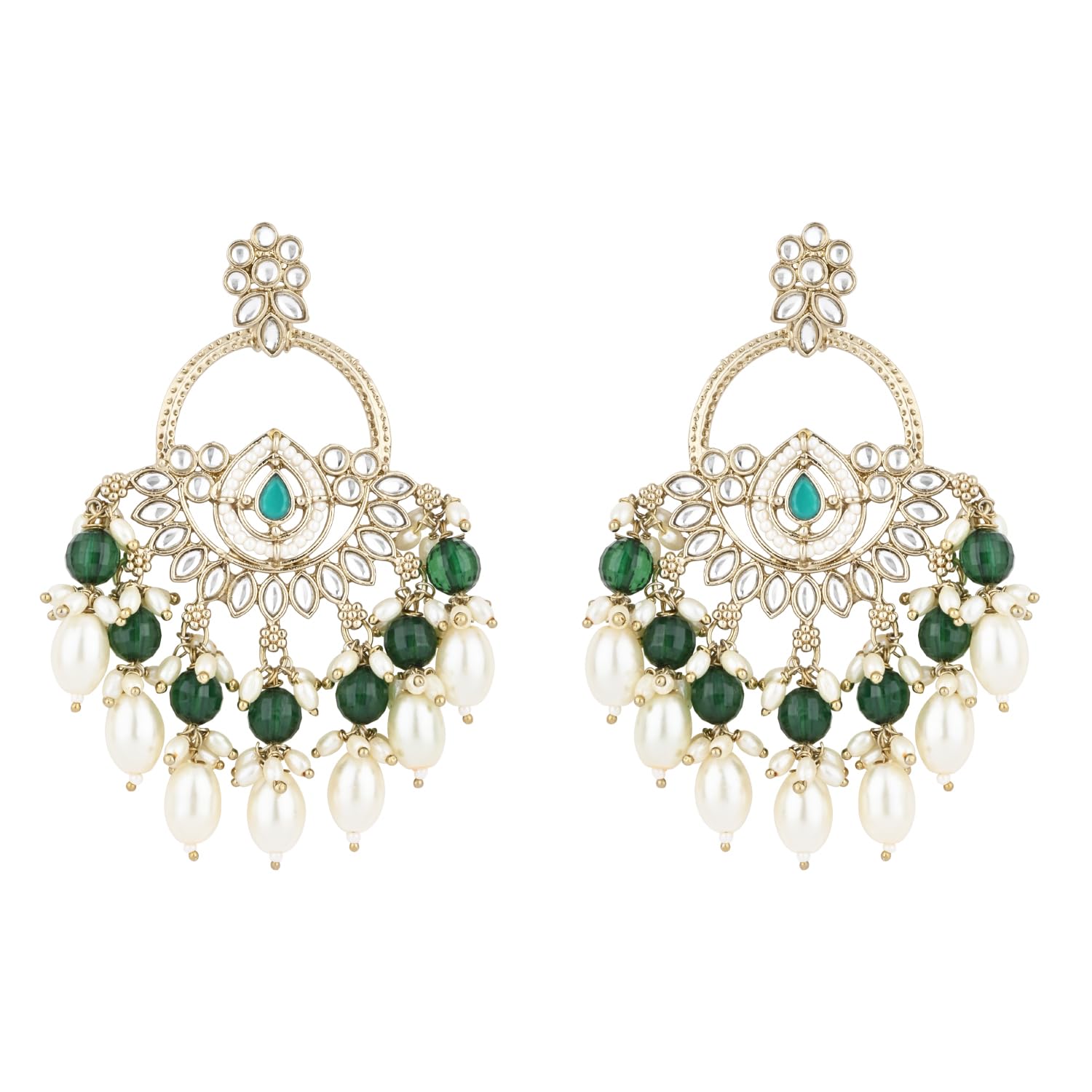 I Jewels Gold Plated Traditional Handcrafted Kundan Pearl Chandbali Dangle Earrings for Women/Girls (E3221) (Green) (B0D63BK9PK) Amazon Price History, Amazon Price Tracker