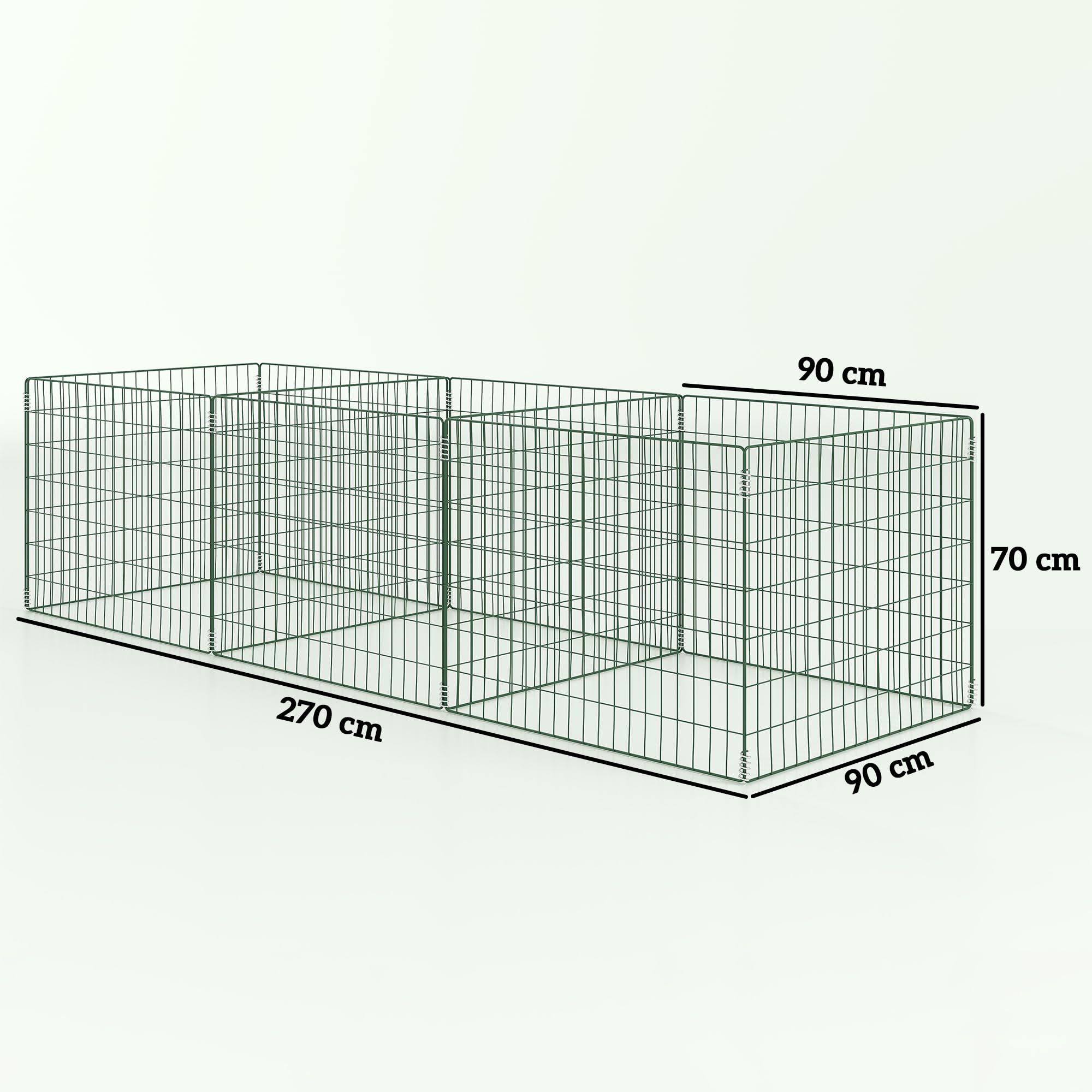 Outsunny Komposter 1680 Liter, 270 x 90 x 70 cm 3-teilig Schnellkomposter aus Stahl, wetterfest Thermokomposter mit offenem Gitterdesign, Gartenkomposter, Kompostbehälter für Garten, Küchen, Balkon
