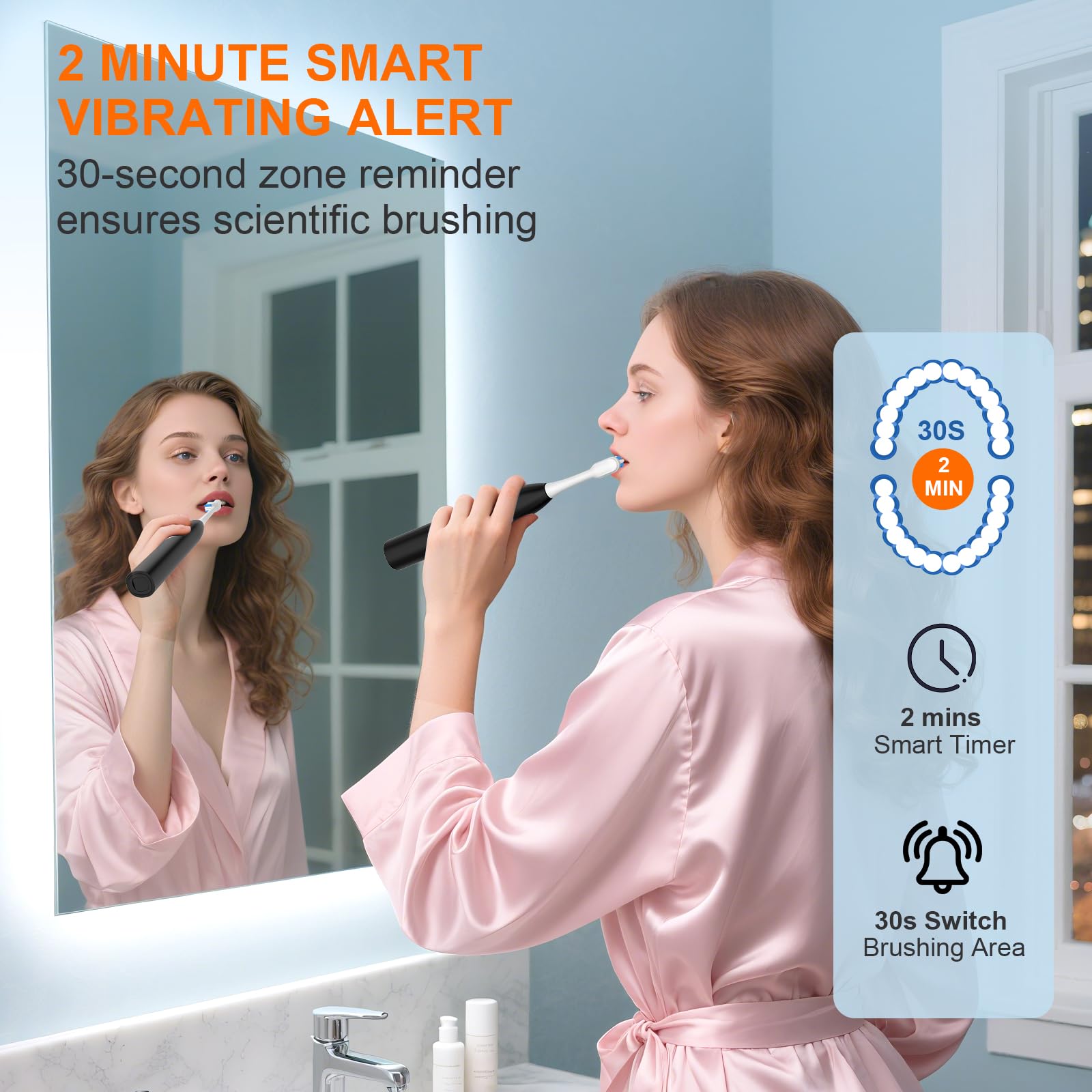 H2ofloss Sonic Elektrische Zahnbürste und Wasser Flosser Combo, Wiederaufladbare 2000mAh Zahnbürste und 2500mAh Munddusche mit 300ml Tank, 4 Bürstenköpfe, 5 Düsen, 2 in 1 für Zuhause und Reisen