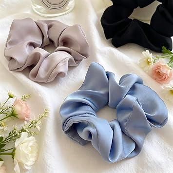 Satin Bridesmaid Scrunchies Bachelorette Hair Ties Set of 6 Bridal Shower No Damage Hairties ideas Gift for Wedding Party (MIX color)