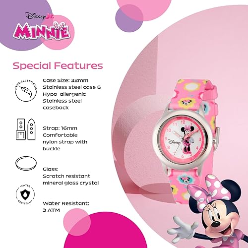 Miniatura 4 de Disney Minnie Mouse Kids Stainless Steel Time Teacher Analog Quartz Watch