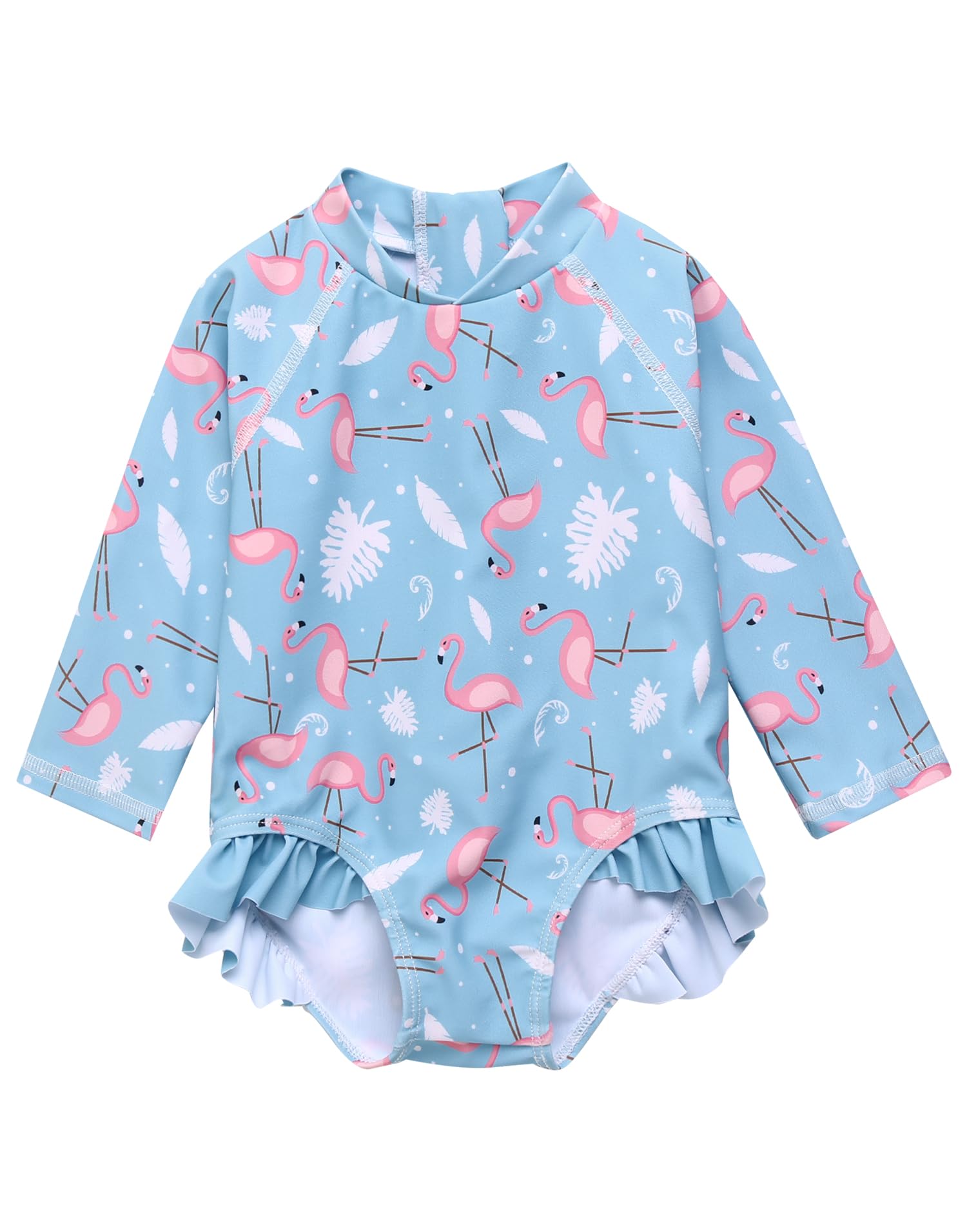 VAENAIT BABY Girls One-Piece Swimsuit, UPF 50+ Long Sleeve Rash Guard, Ruffle Swimwear Infant &amp; Toddler for 0-2 Years
