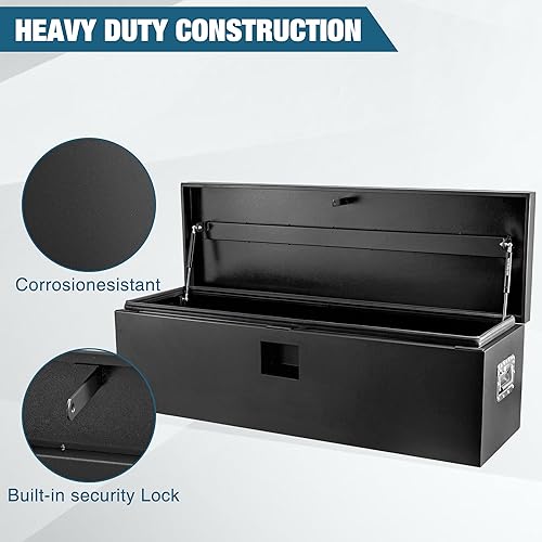 Miniatura 4 de Garvee Caja de Herramientas de Acero Negro para Cama de Camión, Caja de Lengüeta de Remolque, Organizador de Almacenamiento de Camión, Cofre