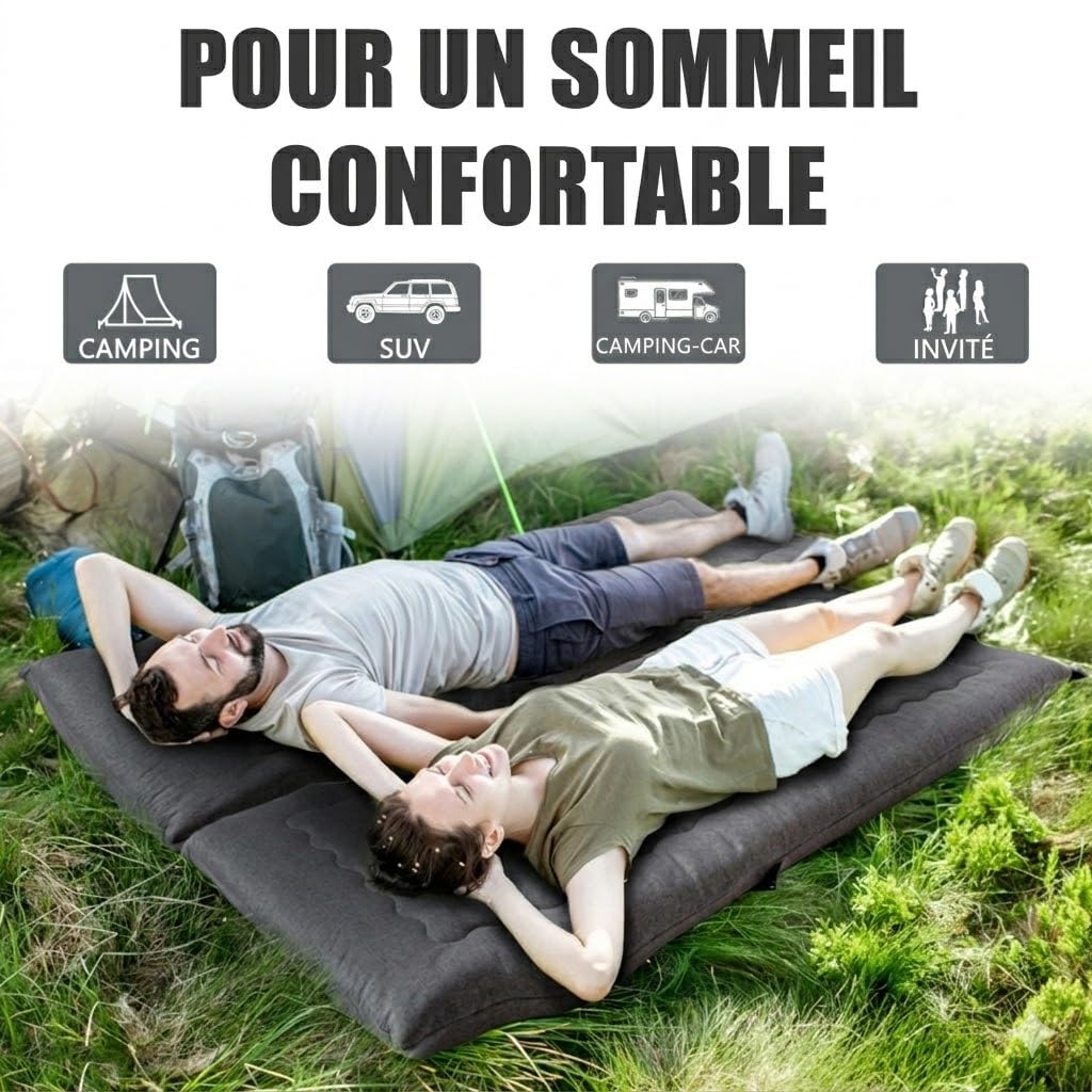 MAXYOYO Matelas Futon Pliable Portable, Tissu hypoallergénique et Coussin de Matelas en Mousse avec poignée et Fermeture à glissière pour d'invité en intérieur Camping extérieur