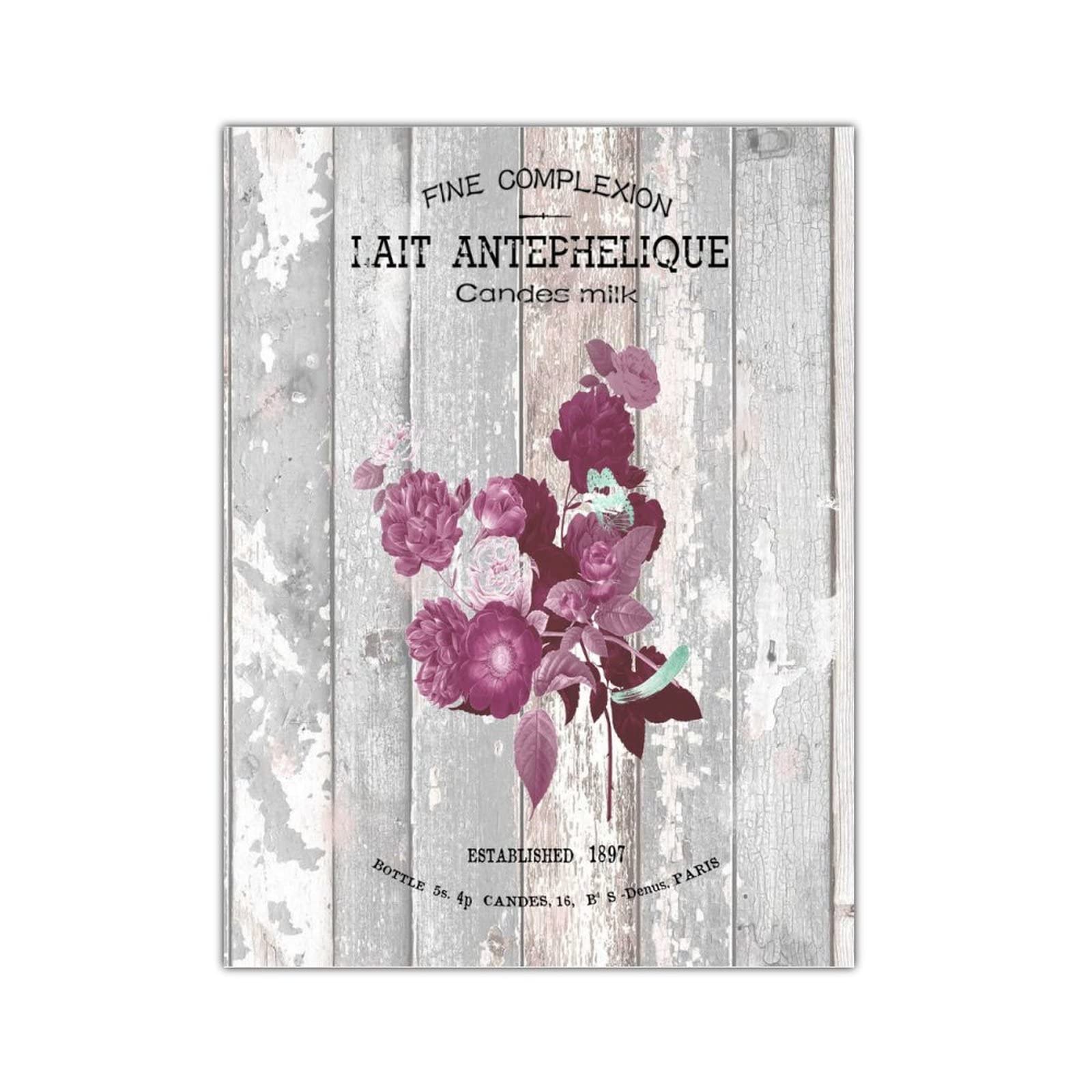 Plaque en bois vintage avec fleurs rustiques de taille 45,7 x 61 cm