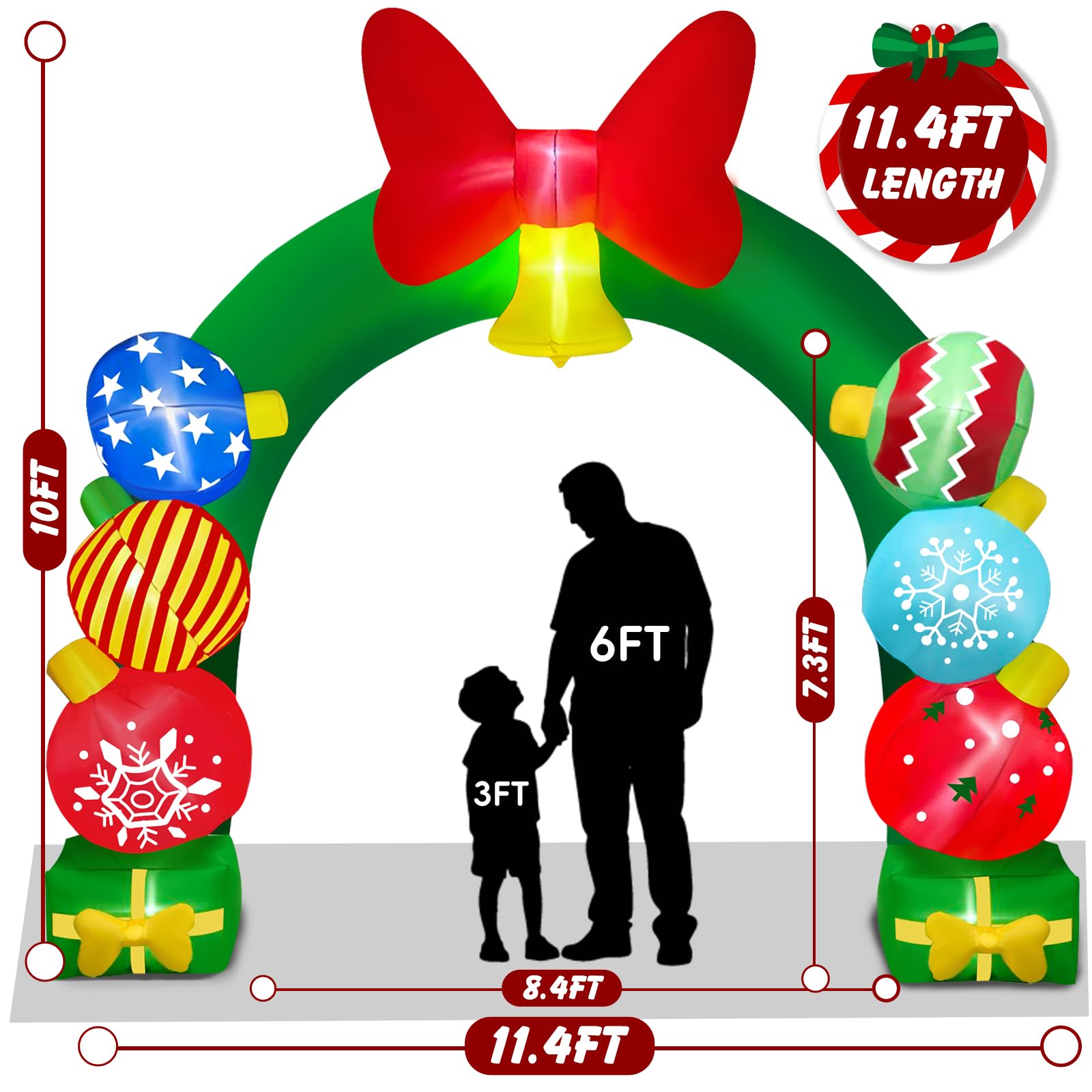 Kalolary Decoración de Navidad Hinchable con iluminación LED – Gran Figura de Navidad para Interior y Exterior, decoración navideña para jardín y casa