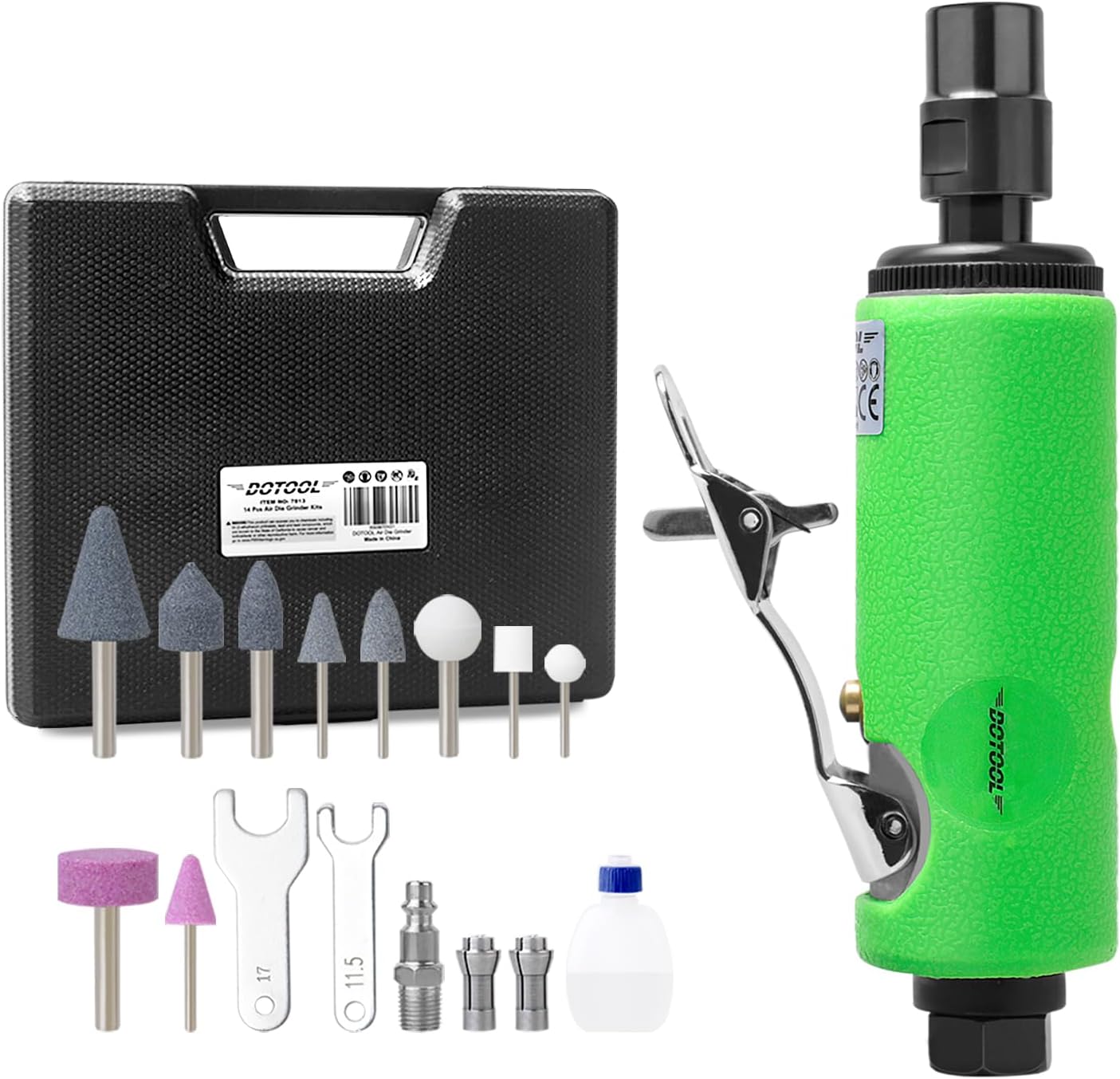 DOTOOL 1/4" Air Die Grinder Kit Straight Pneumatic 28000 RPM Rear Exhaust Polisher with 1/4"(6MM) and 1/8"(3MM) Collets Mini and Compact Size, Polishing Tool : Tools & Home Improvement