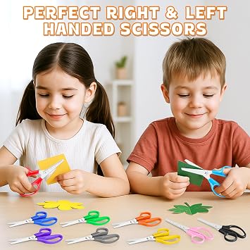 30 Pack Kids Scissors, 5'' Safety Children Scissors Bulk for School, Stainless Steel Blades Blunt Tip Scissor for Students,Comfort-Grip Handle Craft Scissor for Art Classroom Use, Assorted Colors