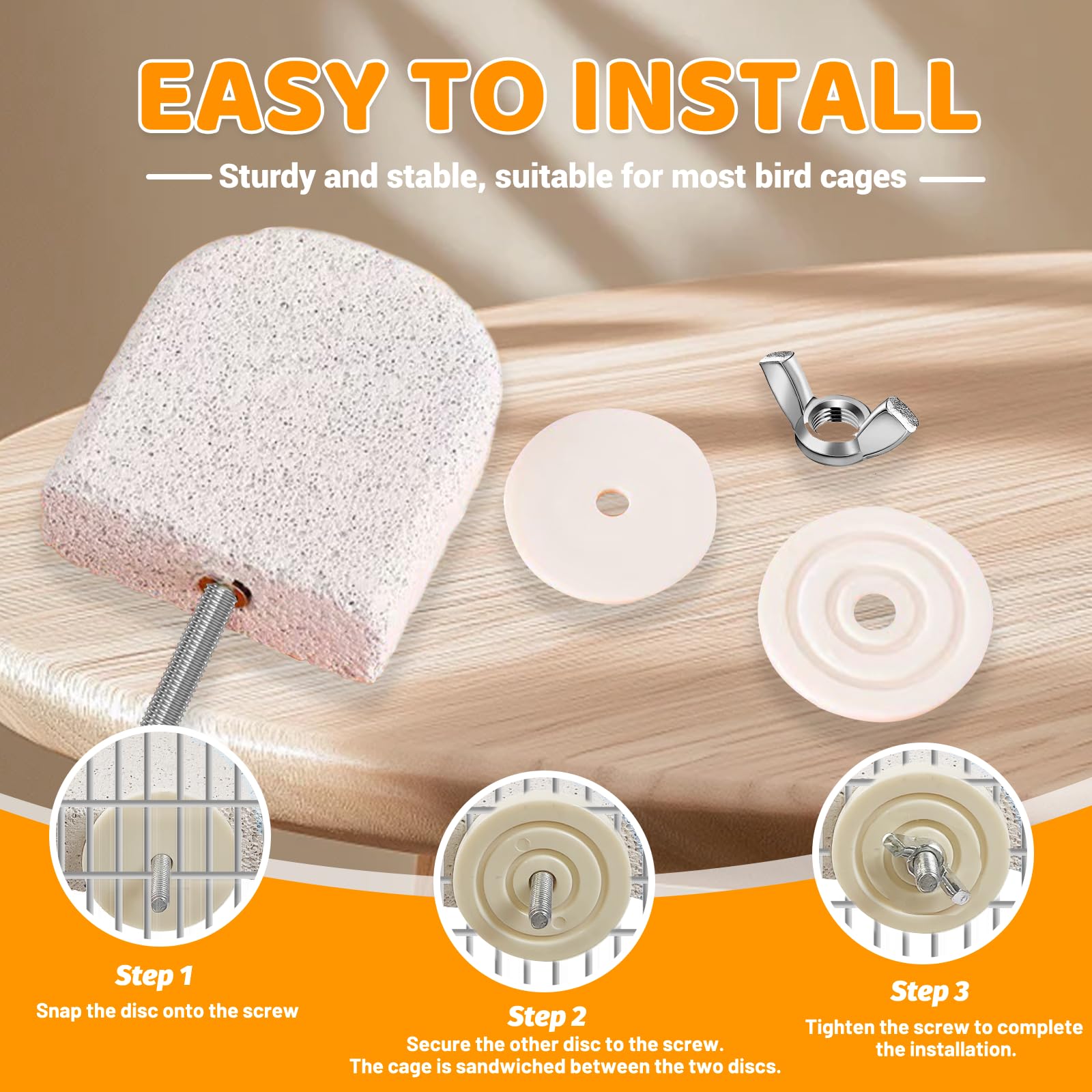 4 Pack Bird Beak Grinding Calcium Stone, Parrot Cage Perch Stand Platform Foot Claws Trimmer, Parrot Teething Stone Toy, Bird Cage Accessories for Parakeet, Hamster, Chinchilla, Small - image 4