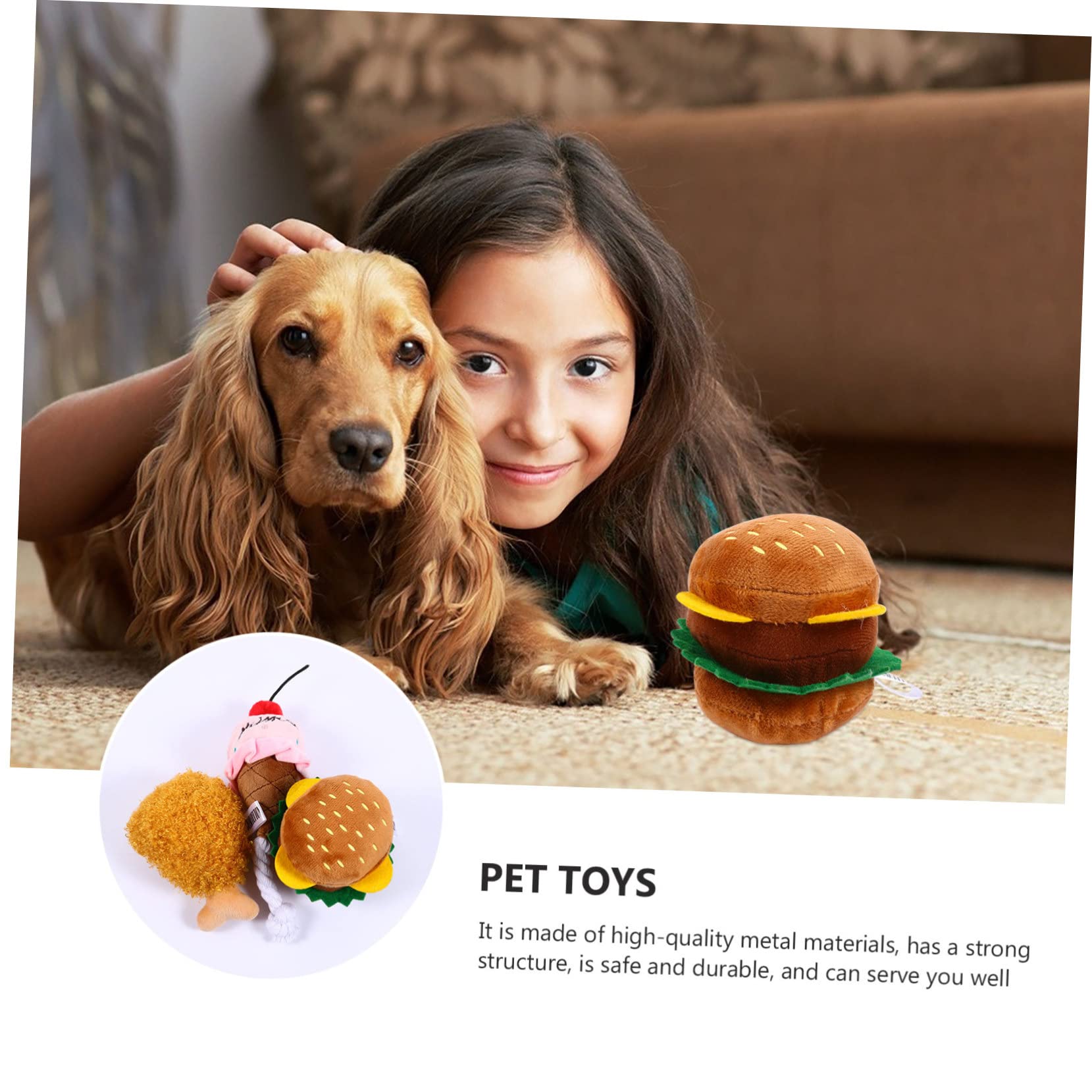 minkissy 3sets Plüsch Quietschende Hundespielzeug Lebensmittel Form Simulation Weiche Haustier Spielzeug Für Hunde 3 Stücke * 3