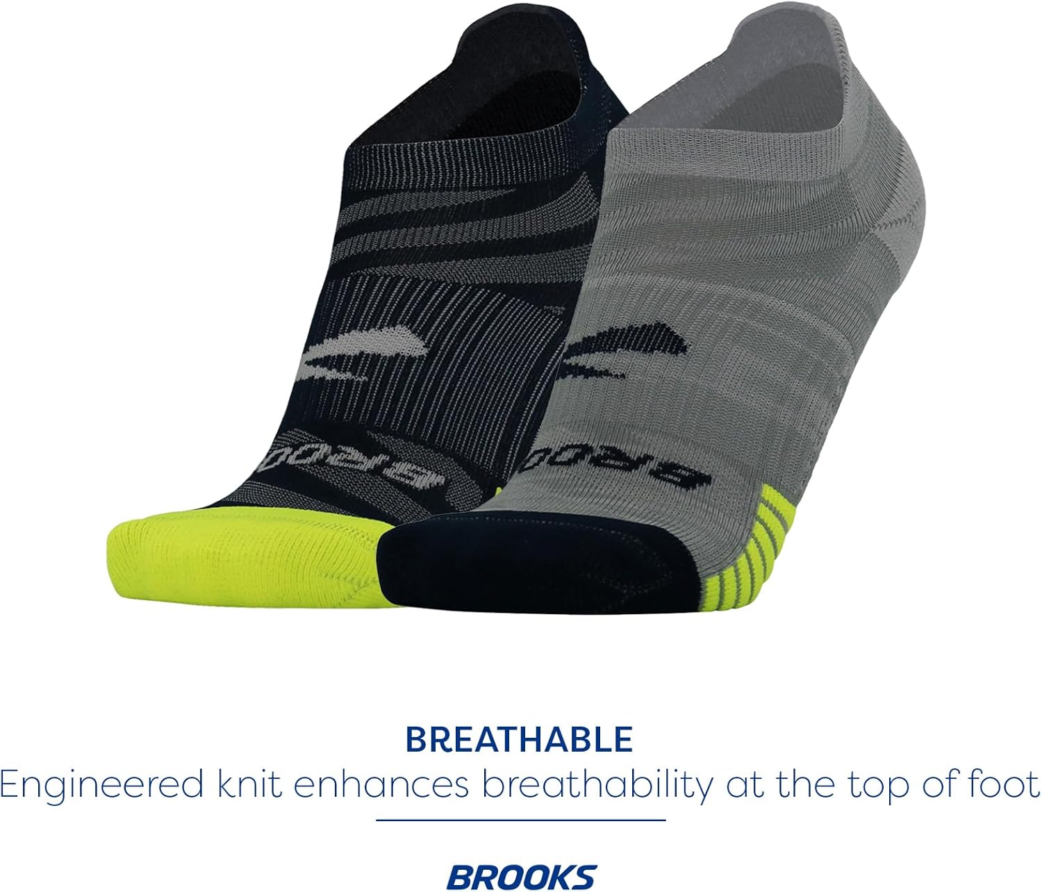 Brooks Ghost Lite No Show Socks I Performance Running, Comfort Fit with Arch Support for Men & Women (2-Pack Set)