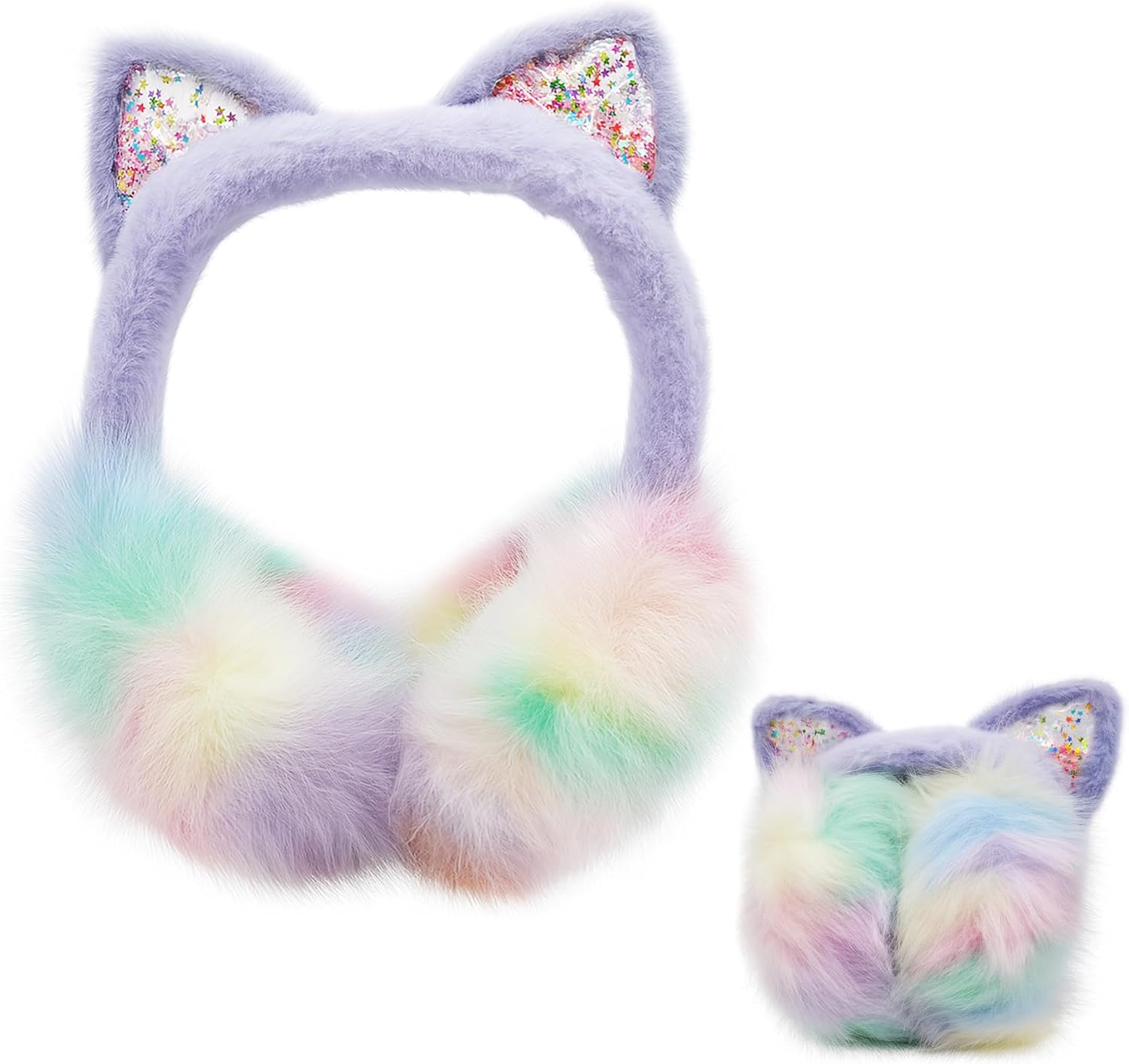 Winter Earmuffs for Kids Girl Plush Ear Warmers,Foldable Unicorn Earmuffs for Girls Kids Women Warm Outdoor Ear Covers
