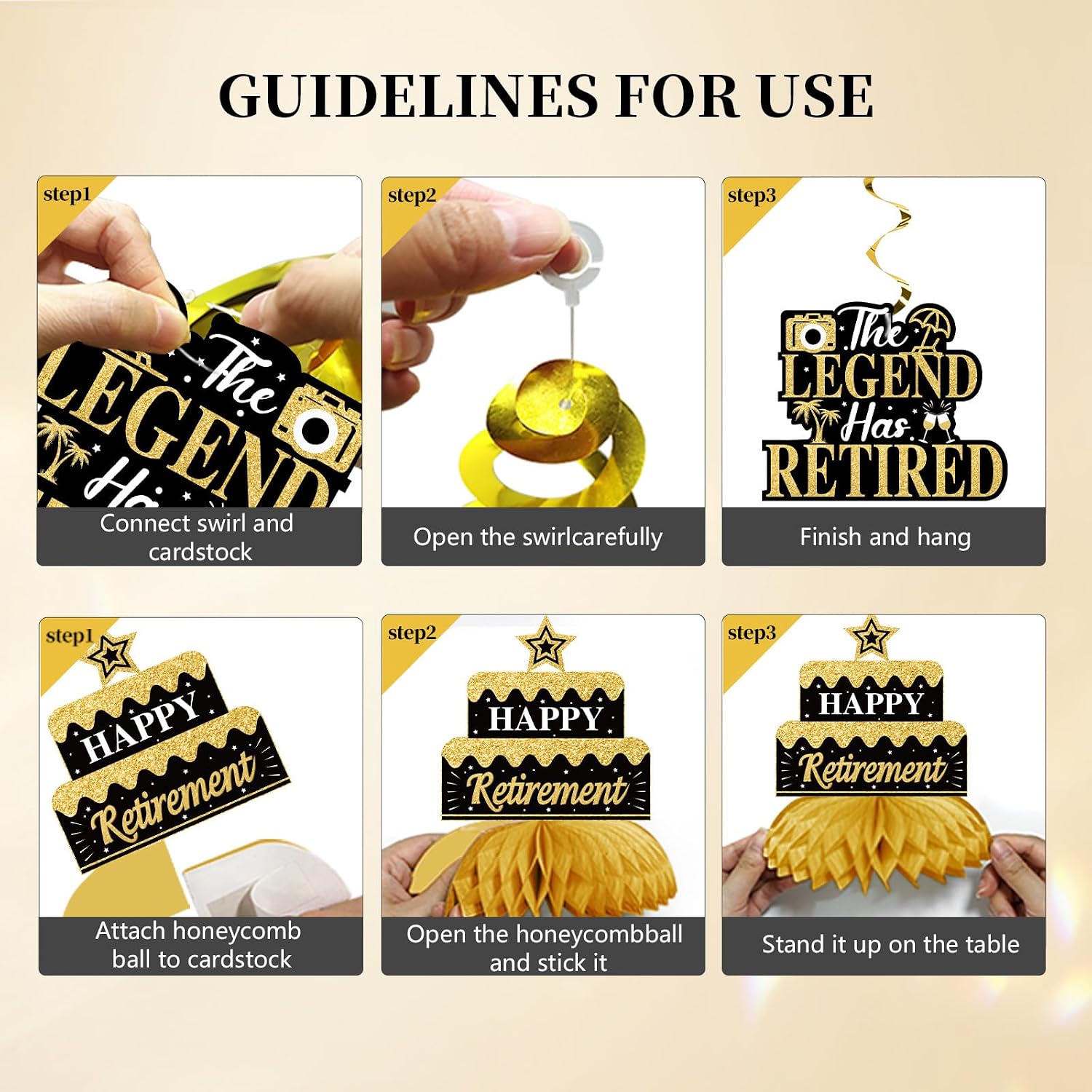 Retirement Party Decorations for Men Happy Retirement Party Supplies Kit | Black Gold The Legend Has Retired Banner Backdrop Sash Table Centerpieces Hanging Swirls Pompoms 20PCS