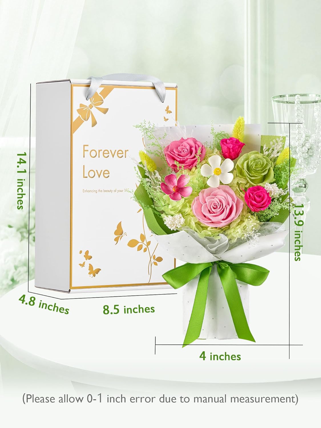 Eterfield Flowers for Delivery Prime, Mother's Day Forever Flower Bouquet, Preserved Pink Roses Birthday Gifts for Her Women Wife Mom Anniversary Valentines Day Christmas