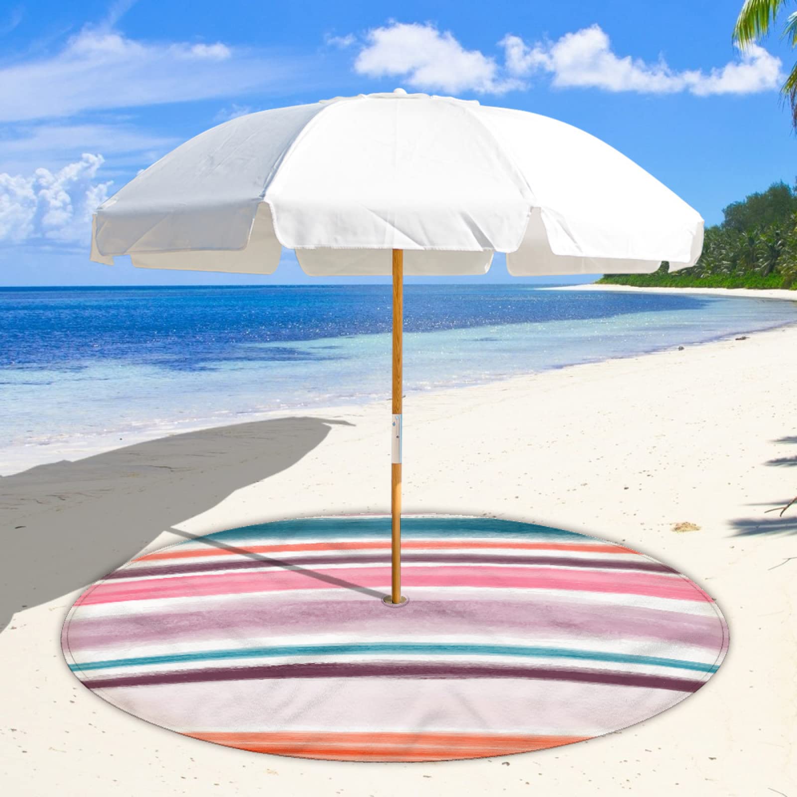Estera De Pícnic Alfombra De Playa Manta Playa Estera De Playa Color Line Clause Almohadilla Para Sombrilla De Playa Agujero De 8 Cm Más Botón A Presión Almohadilla De Playa De Terciopelo De Doble Car