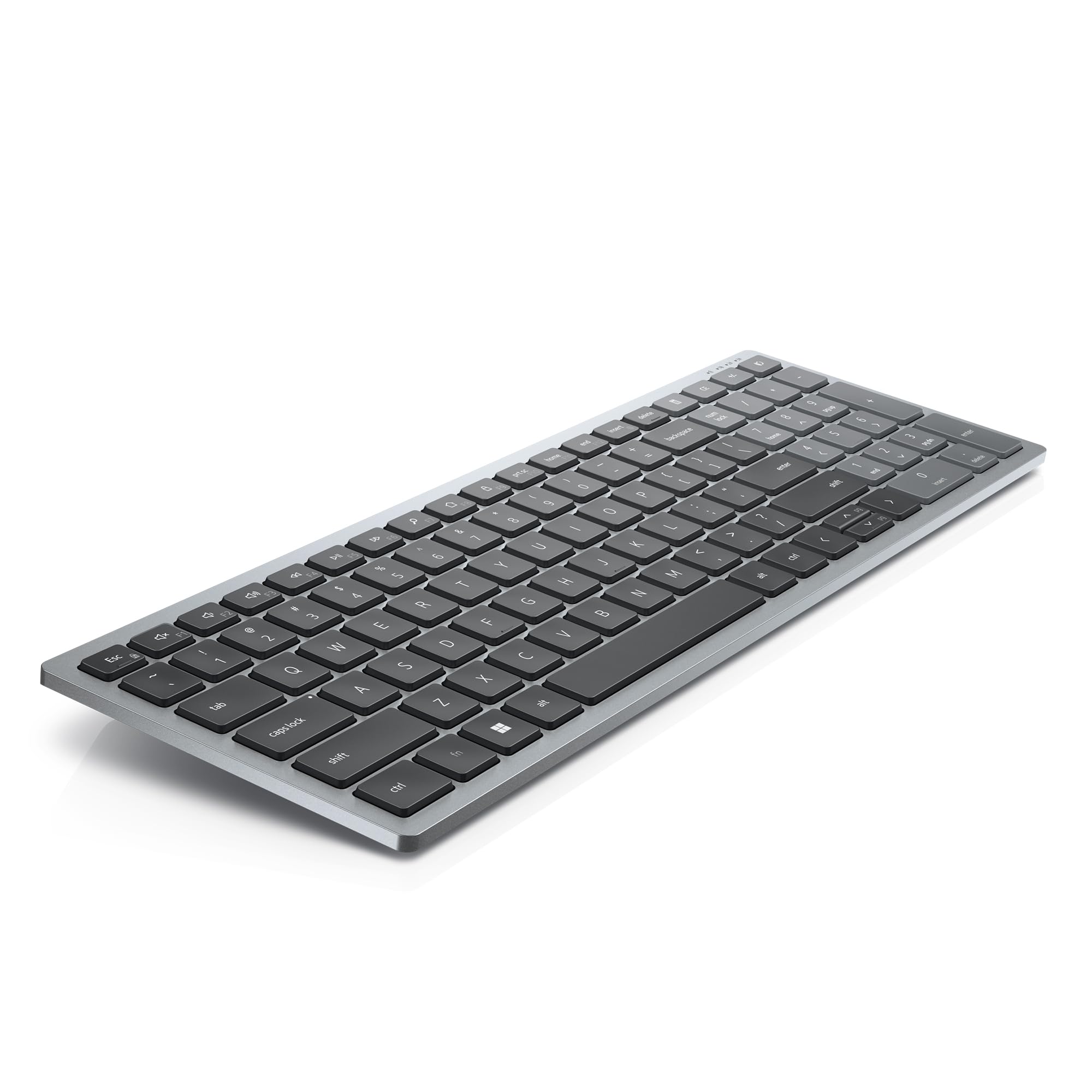 Dell KB740 Teclado Inalámbrico Multidispositivo Compacto – Español (QWERTY), Bluetooth 5.0 y RF 2.4 GHz, Compatible con Windows, Mac, Linux, ChromeOS y Android, Teclas Programables, Gris Titanio