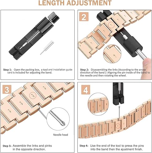 Vista 70 de Correas compatibles con Samsung Galaxy Watch FE / 5/4 de 1.575 pulgadas, correa de metal con diamantes de imitación brillantes de 0.787 pulgadas