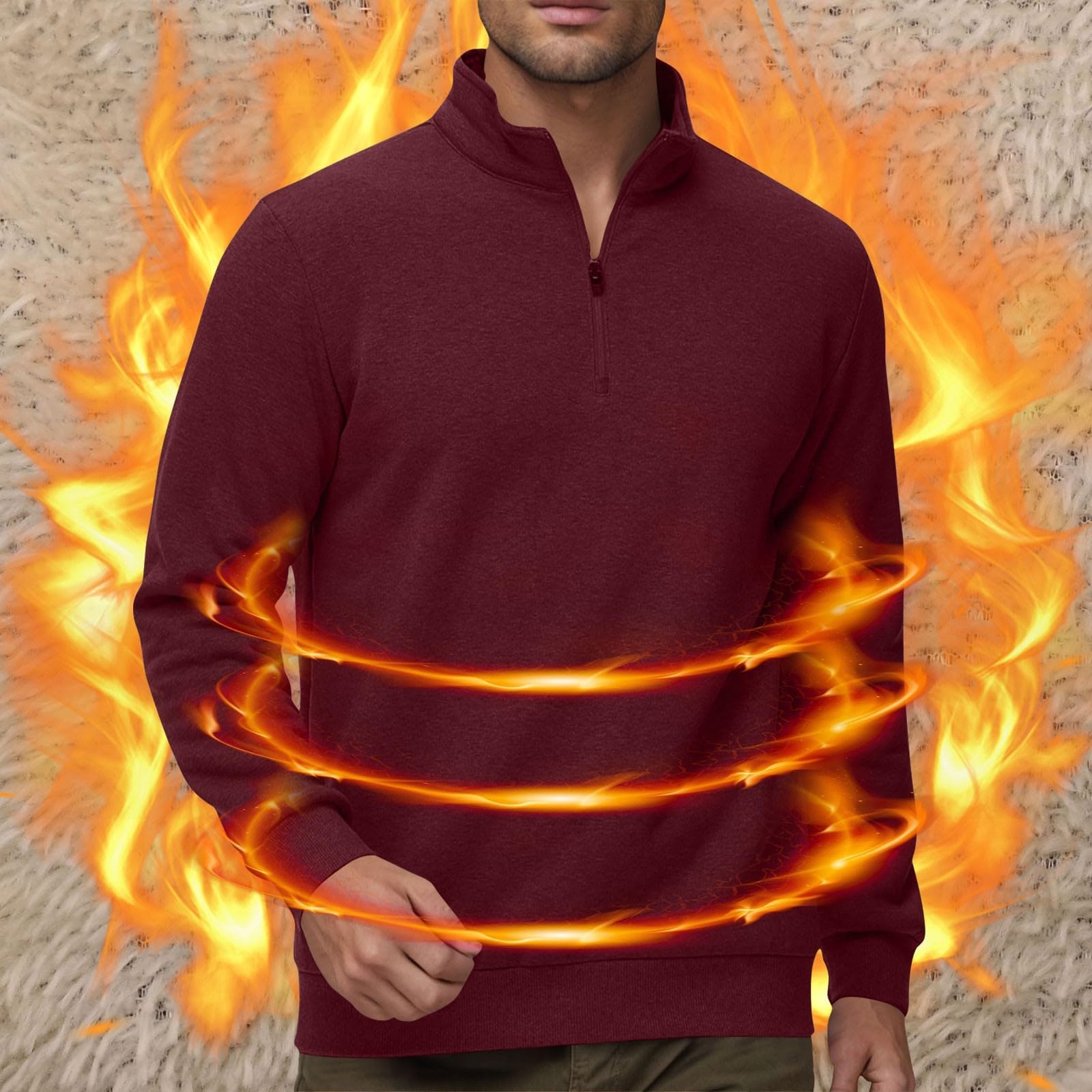 Sudadera sin Capucha para Hombre, con Cremallera de un Cuarto, Forro Polar, Informal, de Manga Larga, Holgada, para otoño e Invierno, cómoda para Uso Diario.