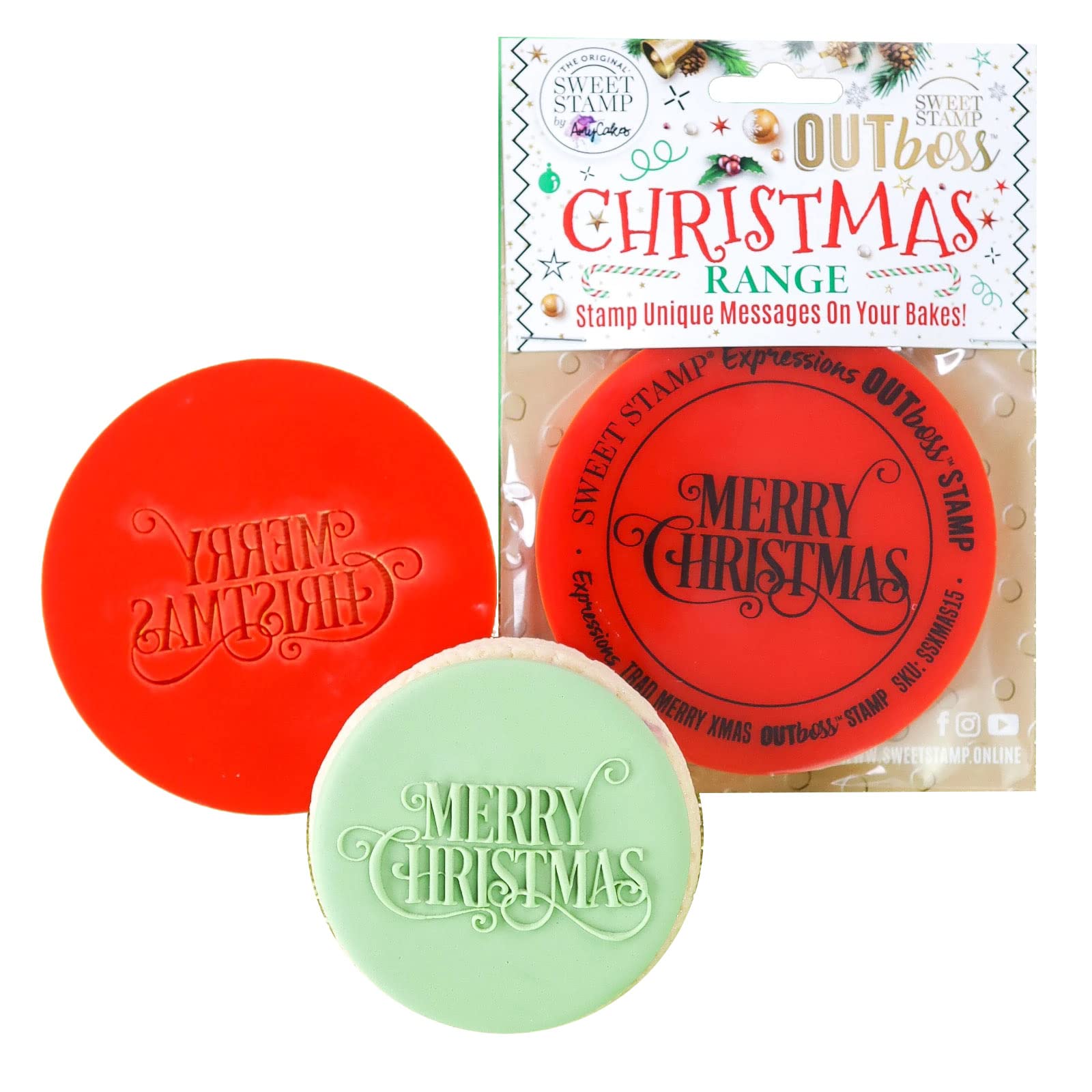 Sweet Stamp by AmyCakes Outboss Plastic Expression Stamp, Merry Christmas Traditional
