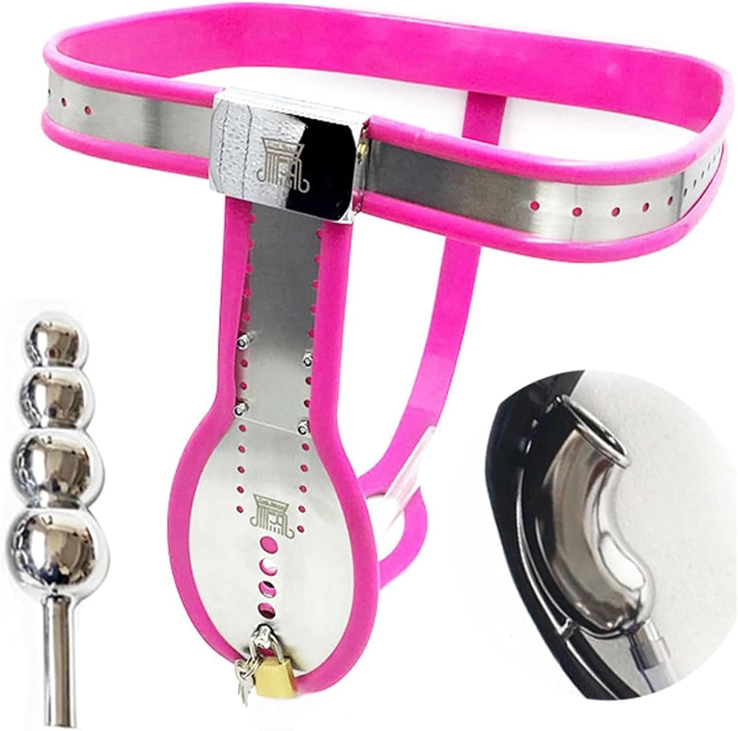 Chastity Belt for Men with Removable Butt Plug, Stainless Steel Chastity Device, Chastity Belt, SM Fetish Restraints, Extreme Cock cage Sex Toy for Men