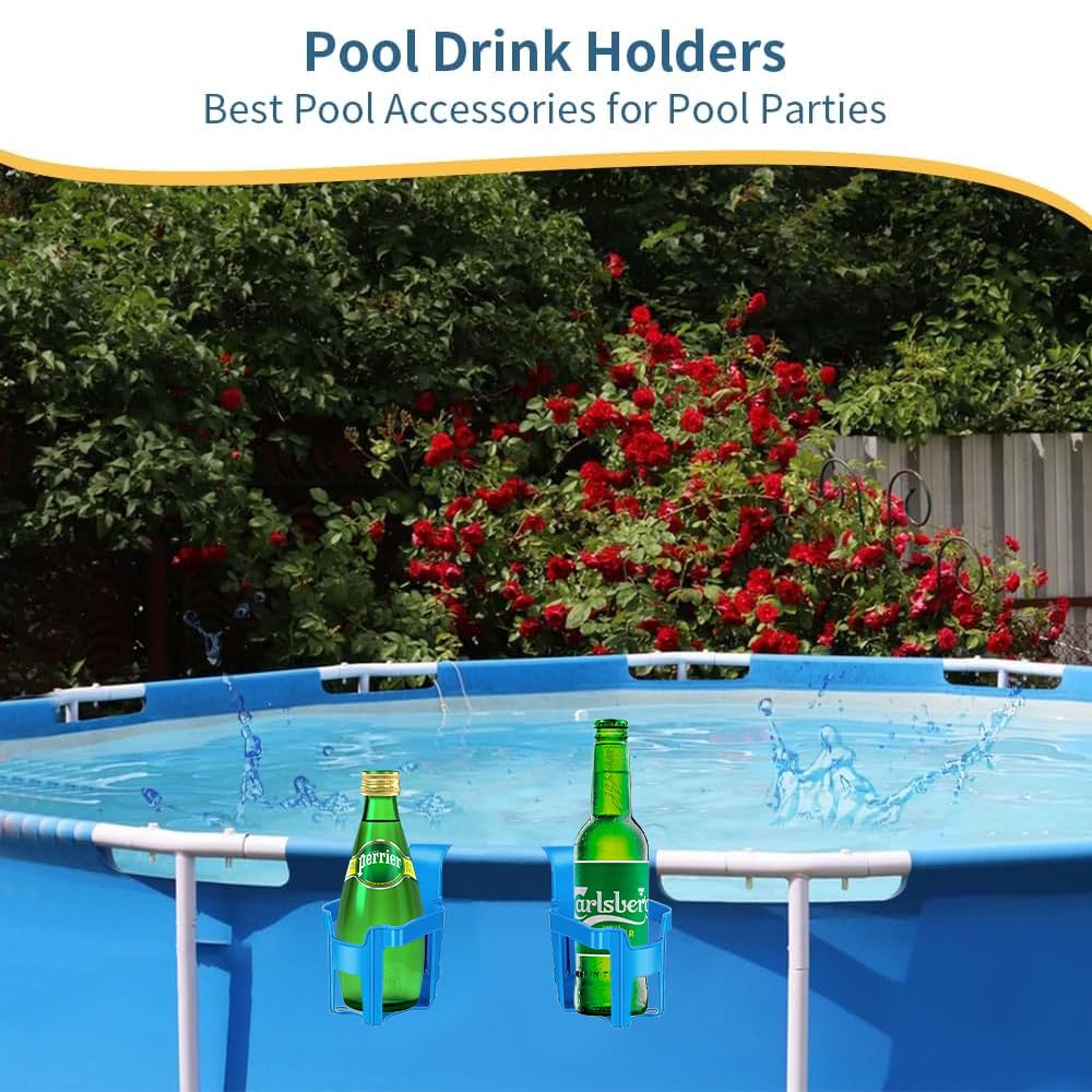 2 Stück Pool Getränkehalter, Getränkehalter Poolrand Multifunktionaler Poolzubehör Kunststoff Getränkehalter Poolrand Pool Getränkehalter Bier für die meisten Schwimmbäder