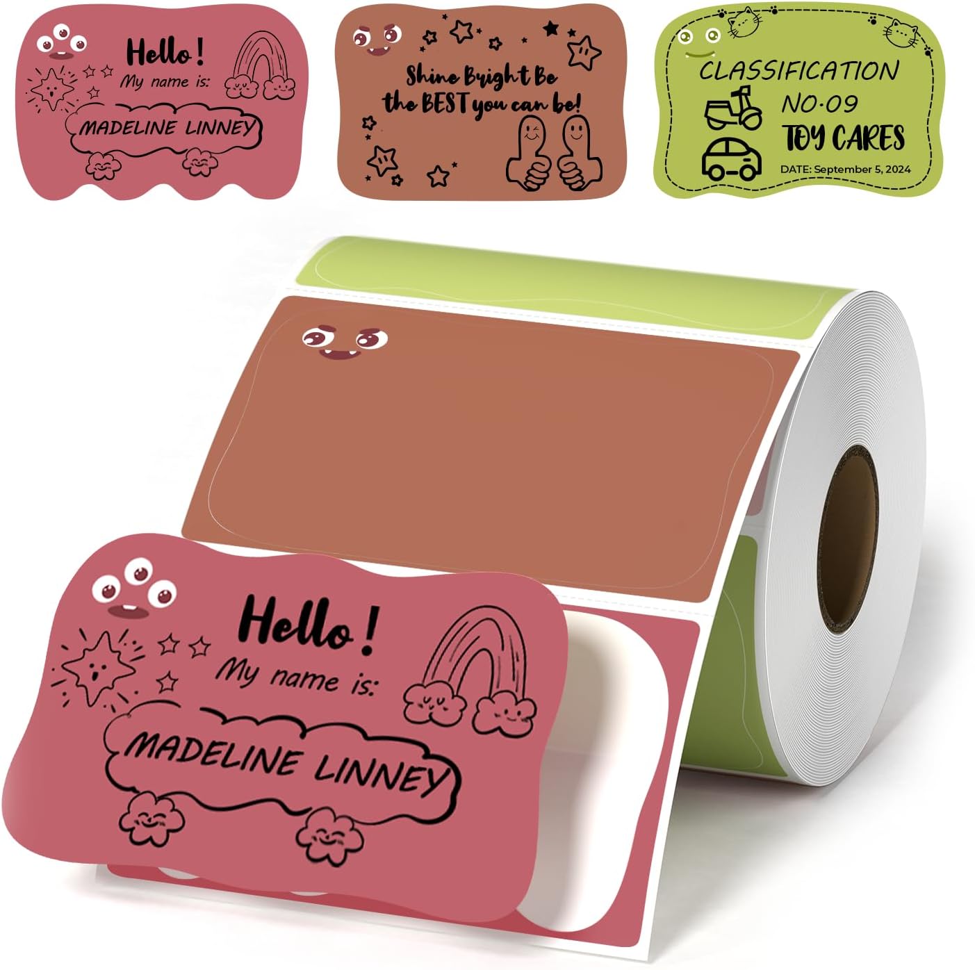 MUNBYN 3x2 Inch Cartoon Thermal Labels, Custom Logo and Thank You Stickers, 500 Labels/1 Roll