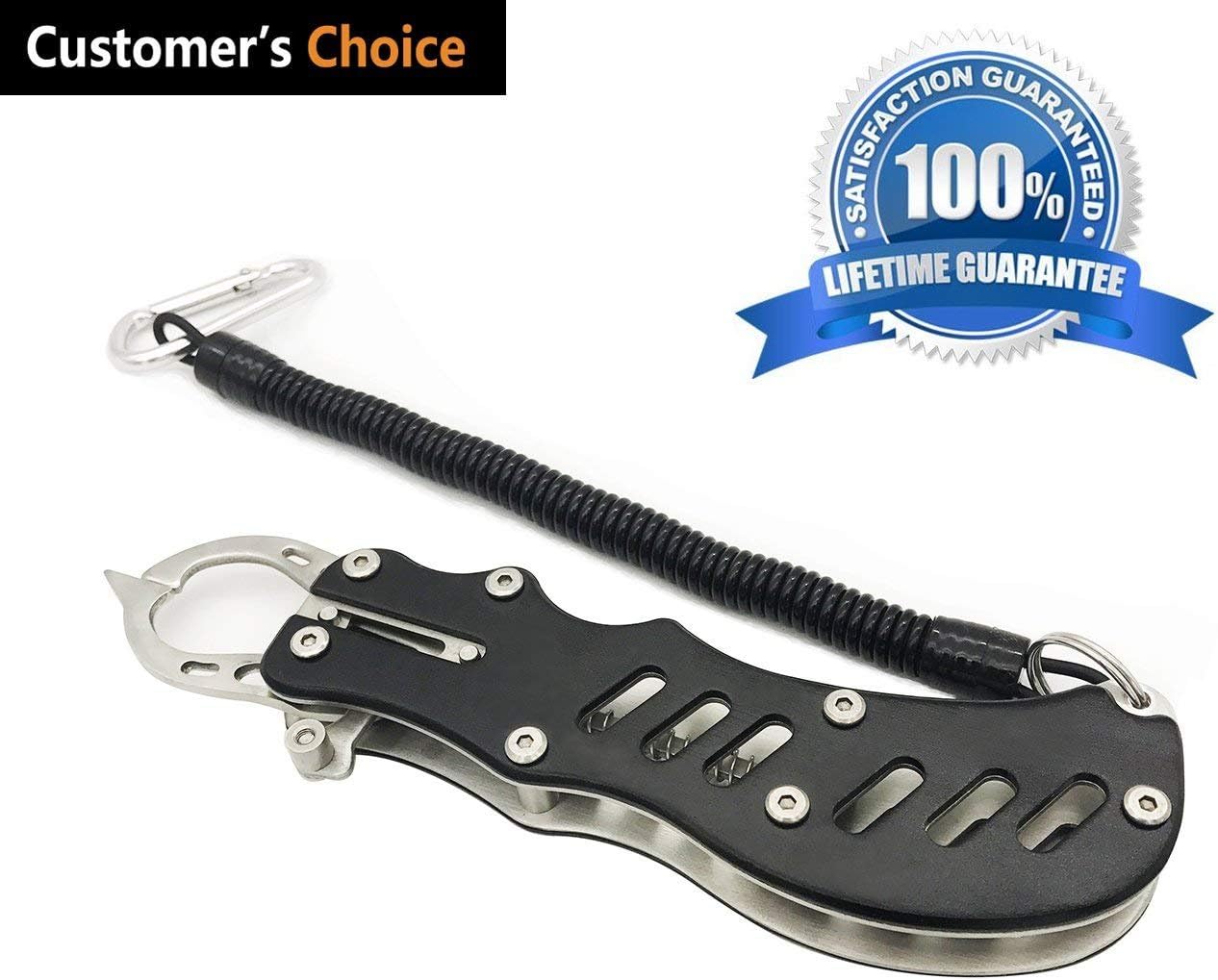 Washlion Fish Grip, Portable Rustproof Aluminum Alloy Fish Lip Gripper for Saltwater and Freshwater,Fly Fishing,Kayaking Accessories,Popular Ice Fishing,Outdoor Fishing and Angling