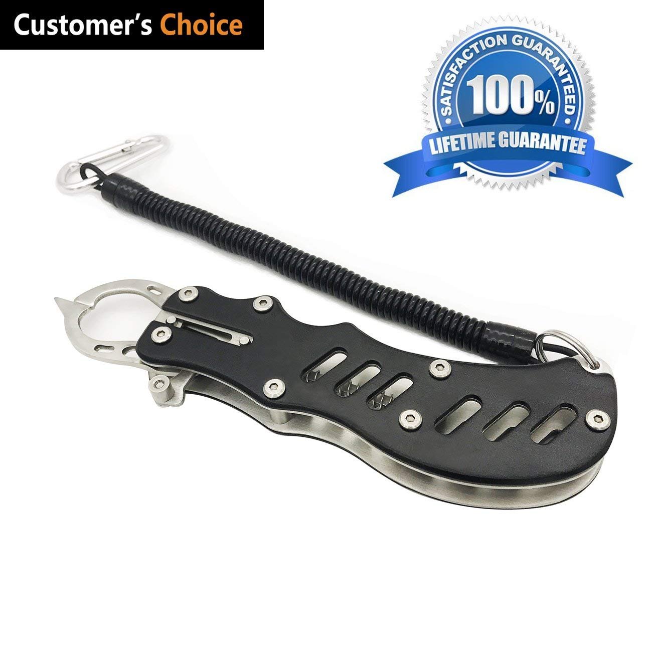 Washlion Fish Grip, Portable Rustproof Aluminum Alloy Fish Lip Gripper for Saltwater and Freshwater,Fly Fishing,Kayaking Accessories,Popular Ice Fishing,Outdoor Fishing and Angling