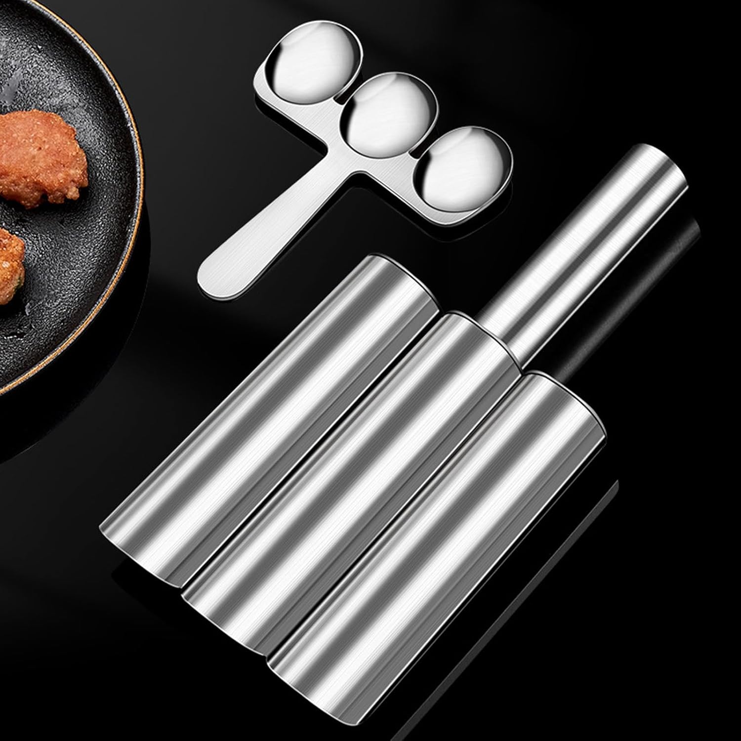 White Triple Meatball Maker With Non-Stick Surface - 3-Size Meatball Scoop & Melon Baller Kitchen Tool