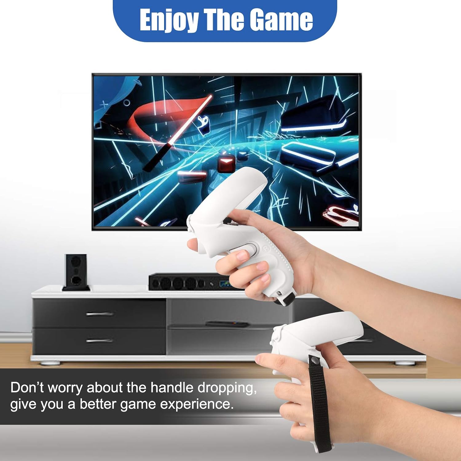 MASiKEN Protector Cover Compatible for Meta/Oculus Quest 2 Controller Grips, Adjustable Anti-Throw Sweatproof Protective Sleeve Straps VR Controller Accessories for Quest 2