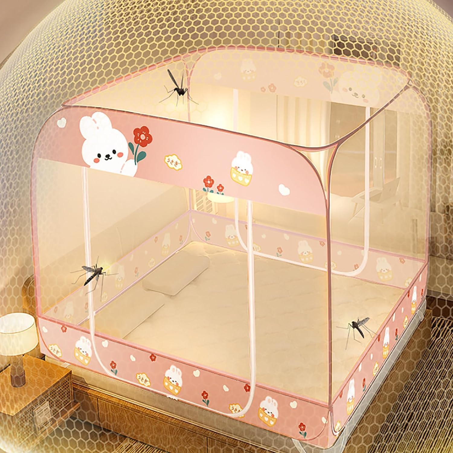 Foldable Mosquito Net for Bed - Pop Up Mosquito Net Portable Double Door with Net Bottom Bed Tent, Easy to Install(1.8 * 2.0m)