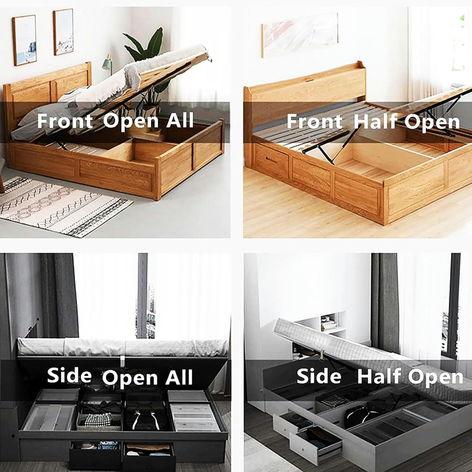 Elevadores De Cama Con Tapa, 2 Piezas Mecanismo Neumático De Elevación De Cama, Juego De Bisagras Para Marco De Cama Elevable En Blanco Y Negro, Mecanismos Hidráulicos De Elevación De Cama Amortiguad