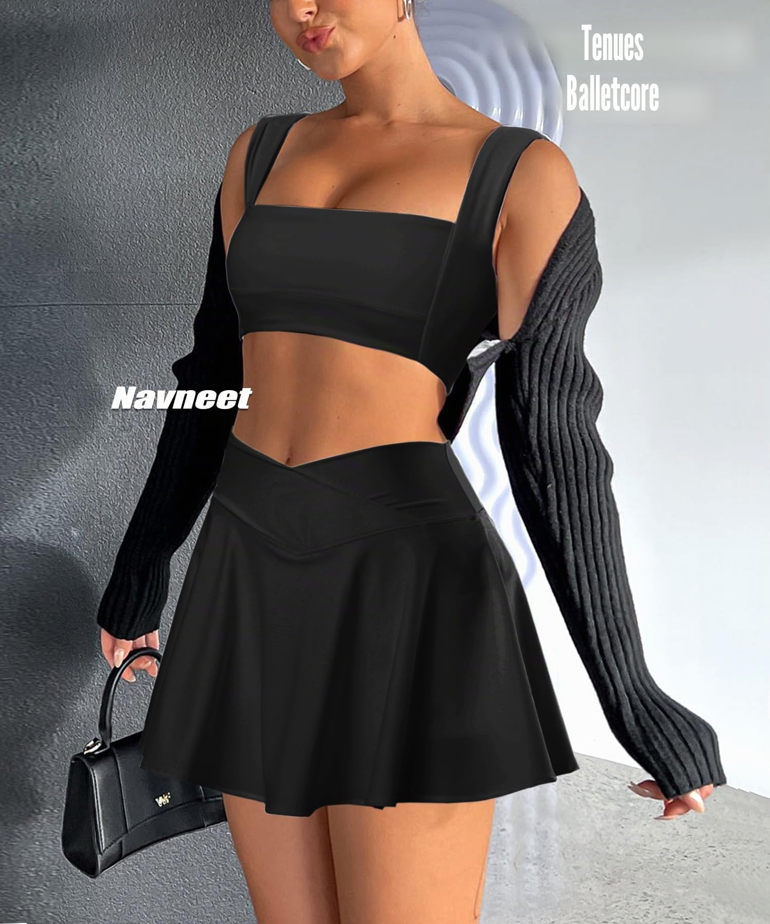 Navneet Jupe Short Femme avec Short Poches Mini Jupe Culotte Courte Taille Haute Golf Pickleball Rave Sexy Chic Skirt