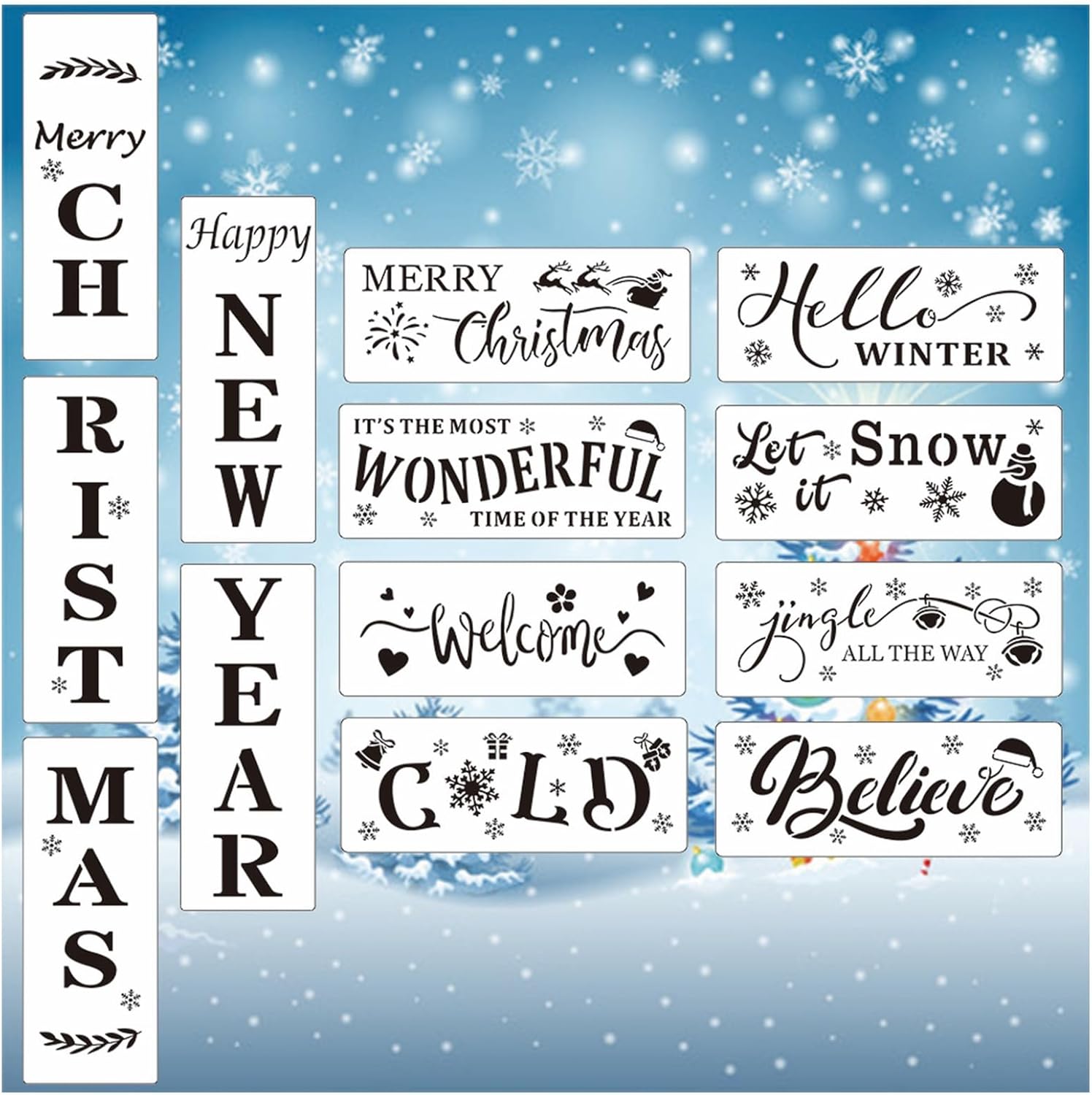 Christmas Stencils for Painting on Wood Reusable Holiday