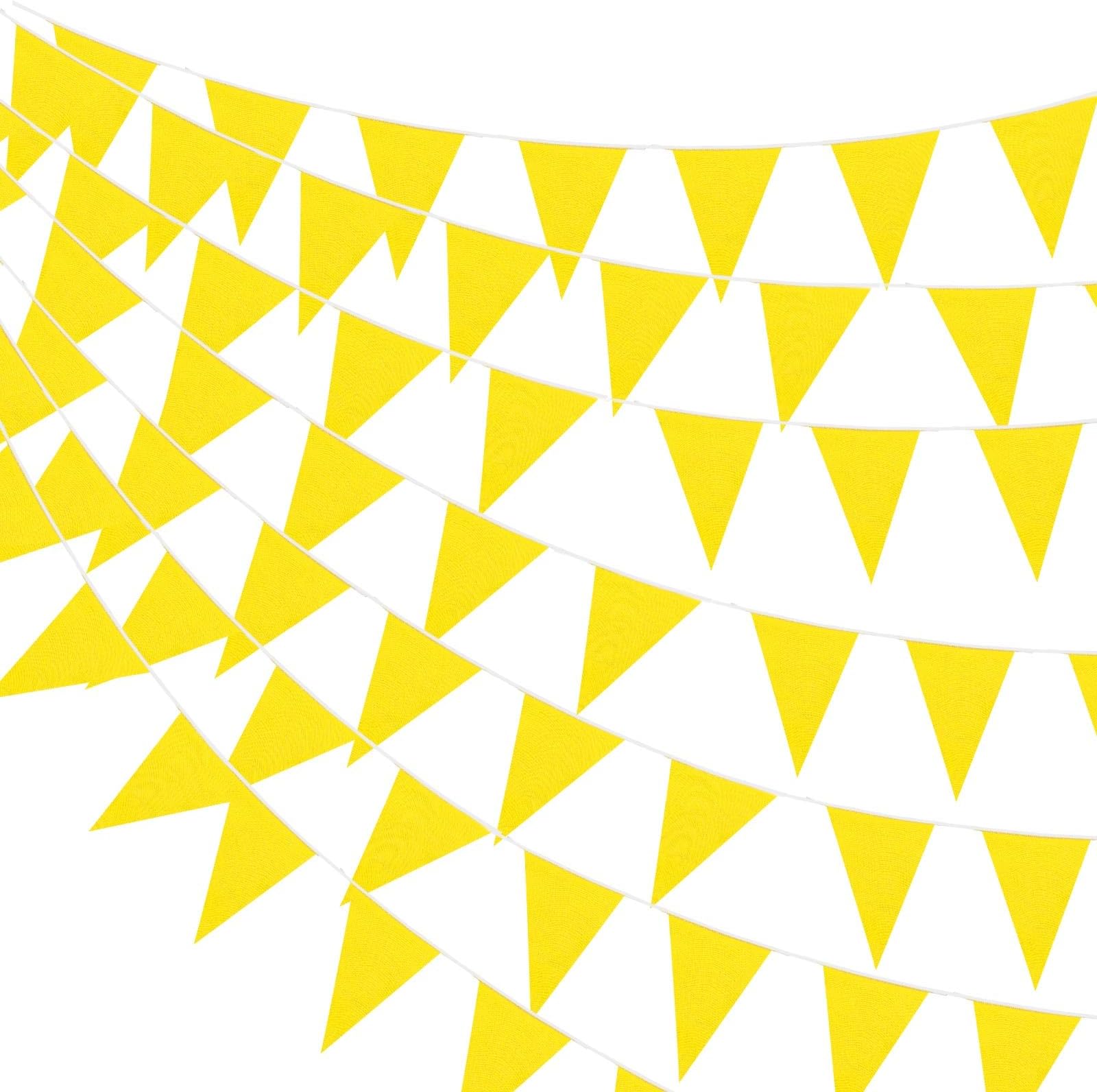 100 Feet Pennant Banners Flags 75 Solid String Triangle Flags for Grand Opening, Carnival Theme Birthday Party Decoration Outdoor Events Classroom Decoration(Yellow)