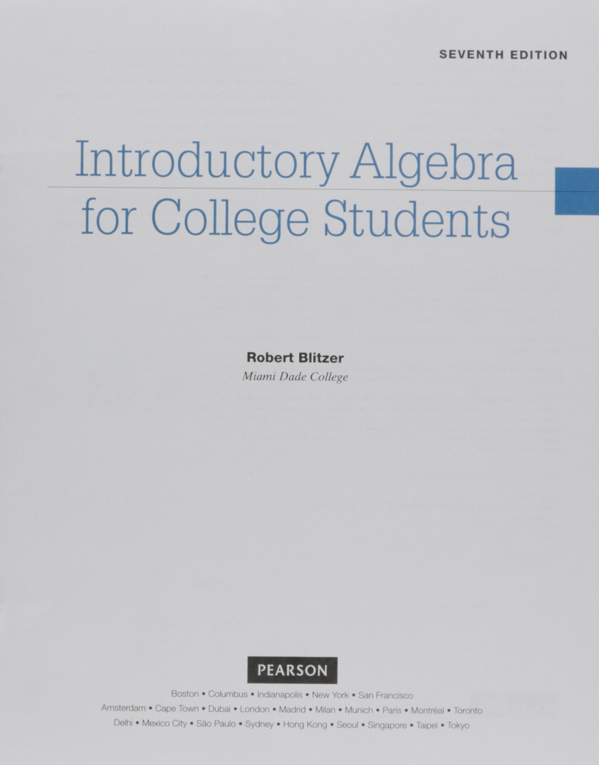 Print Offer Introductory Algebra for College Stude