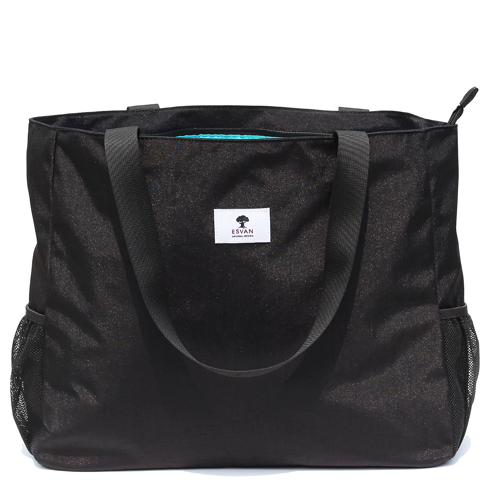 ESVAN LARGE BEACH BAG Water Resistant Lightweight 20 inch Women Oversize Tote Bag for Gym Beach Travel Pool Yoga Nurse, Black, XL — image 1