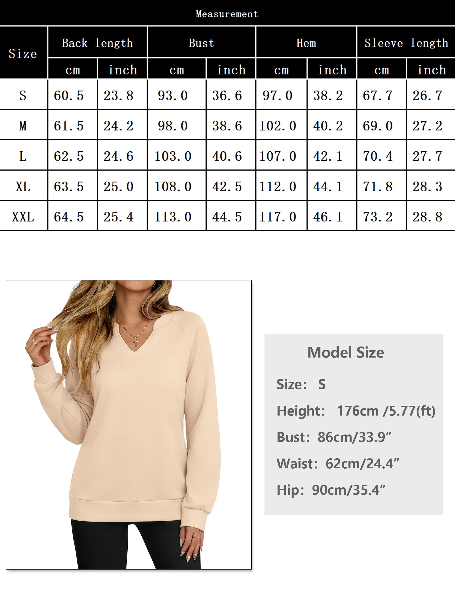 Aottori Felpa Donna Senza Cappuccio Cotone Maniche Lunghe Maglia Scollo a V Elegante Largo Maglione Casual Top Tinta Unita