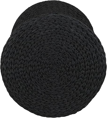 Miniatura 9 de Household Essentials Taburete de cuerda de papel tejido a mano con forma de reloj de arena, crema