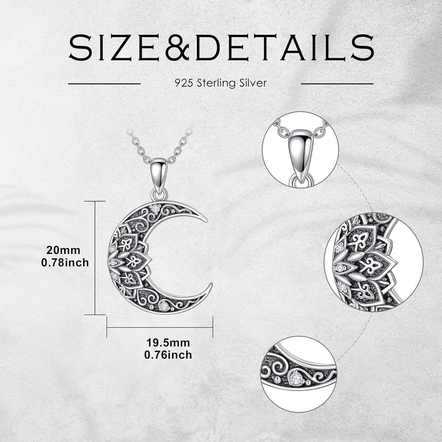 Diamond Moon Necklace 925 Sterling Silver Moon Pendant Lotus Moon Pendant Necklace Jewelry Gifts for Women Wife Girlfriend - Image 6